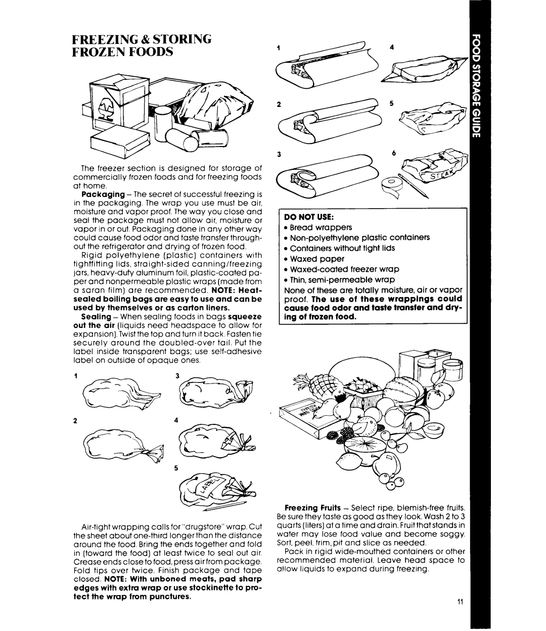 Whirlpool ED22PM manual Freezing & Storing Frozen Foods 