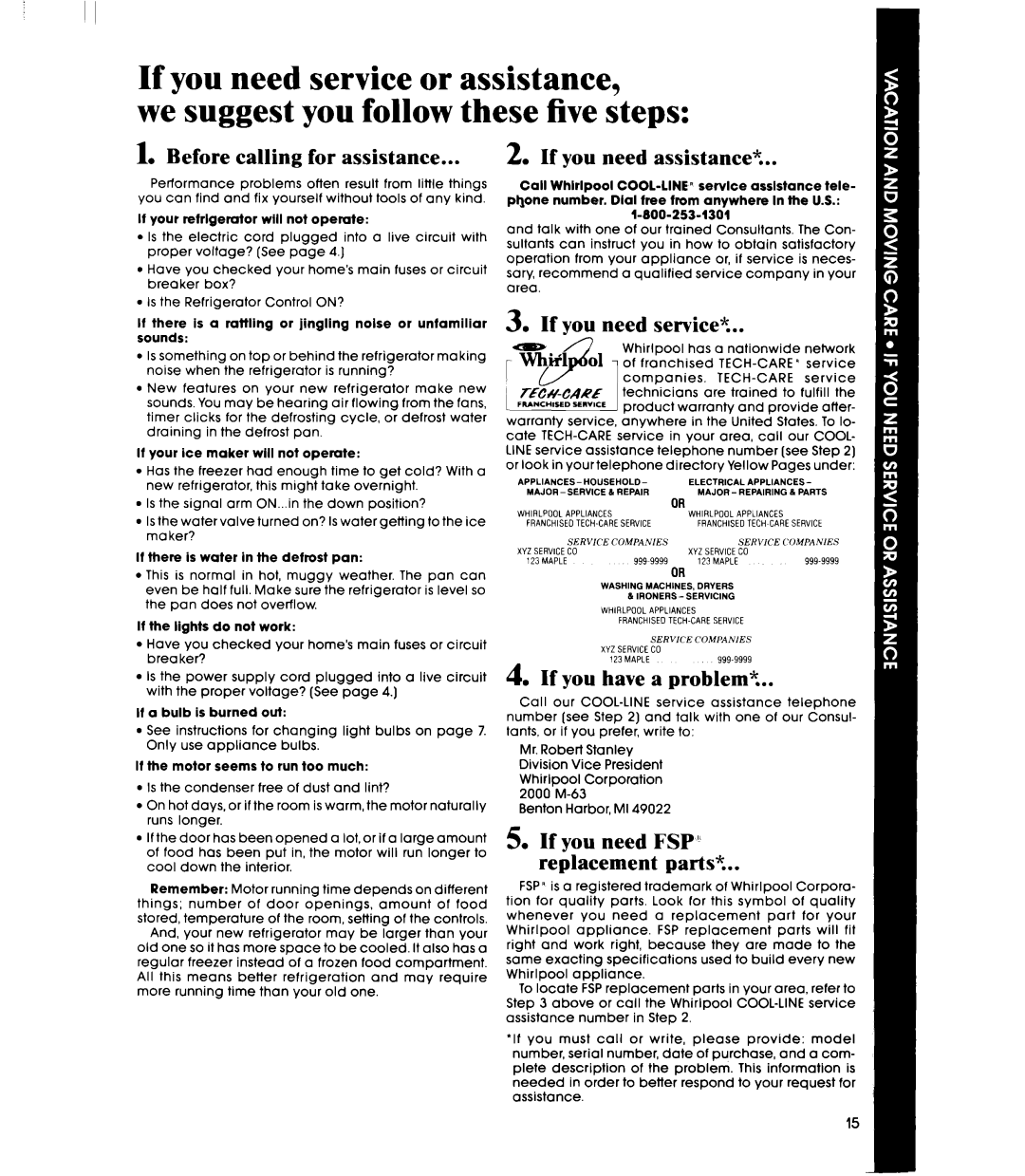 Whirlpool ED22PM manual Before calling for assistance 