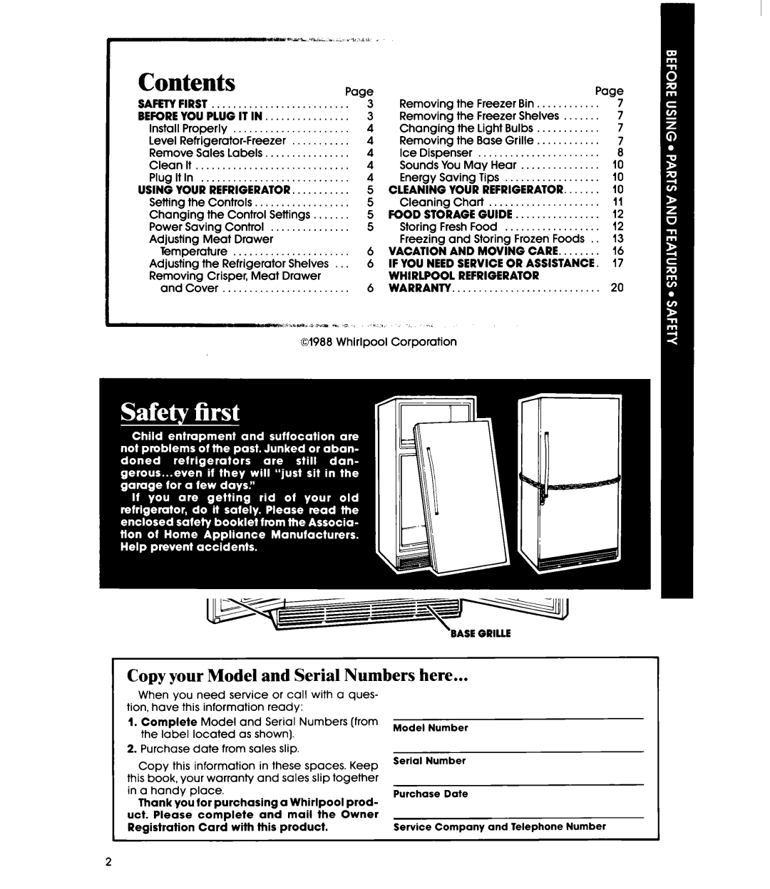 Whirlpool ED22PR manual Contents, Before you plug it 