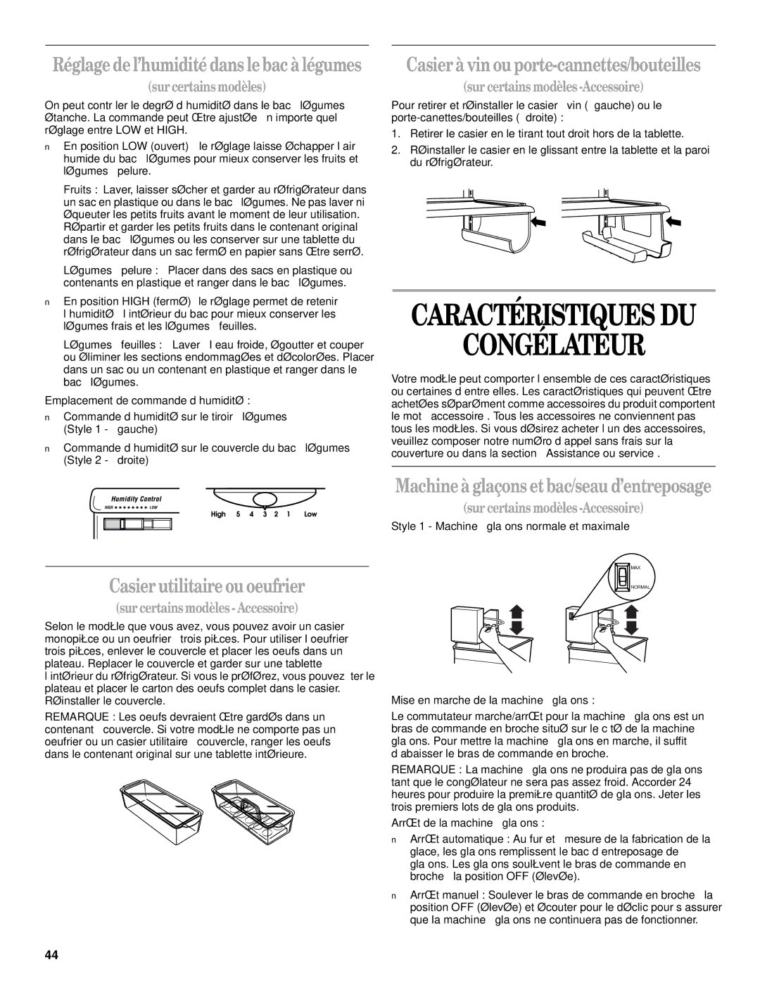 Whirlpool ED25QFXHB02, ED22RFXFW00 Congélateur, Casier utilitaire ou oeufrier, Casier à vin ou porte-cannettes/bouteilles 