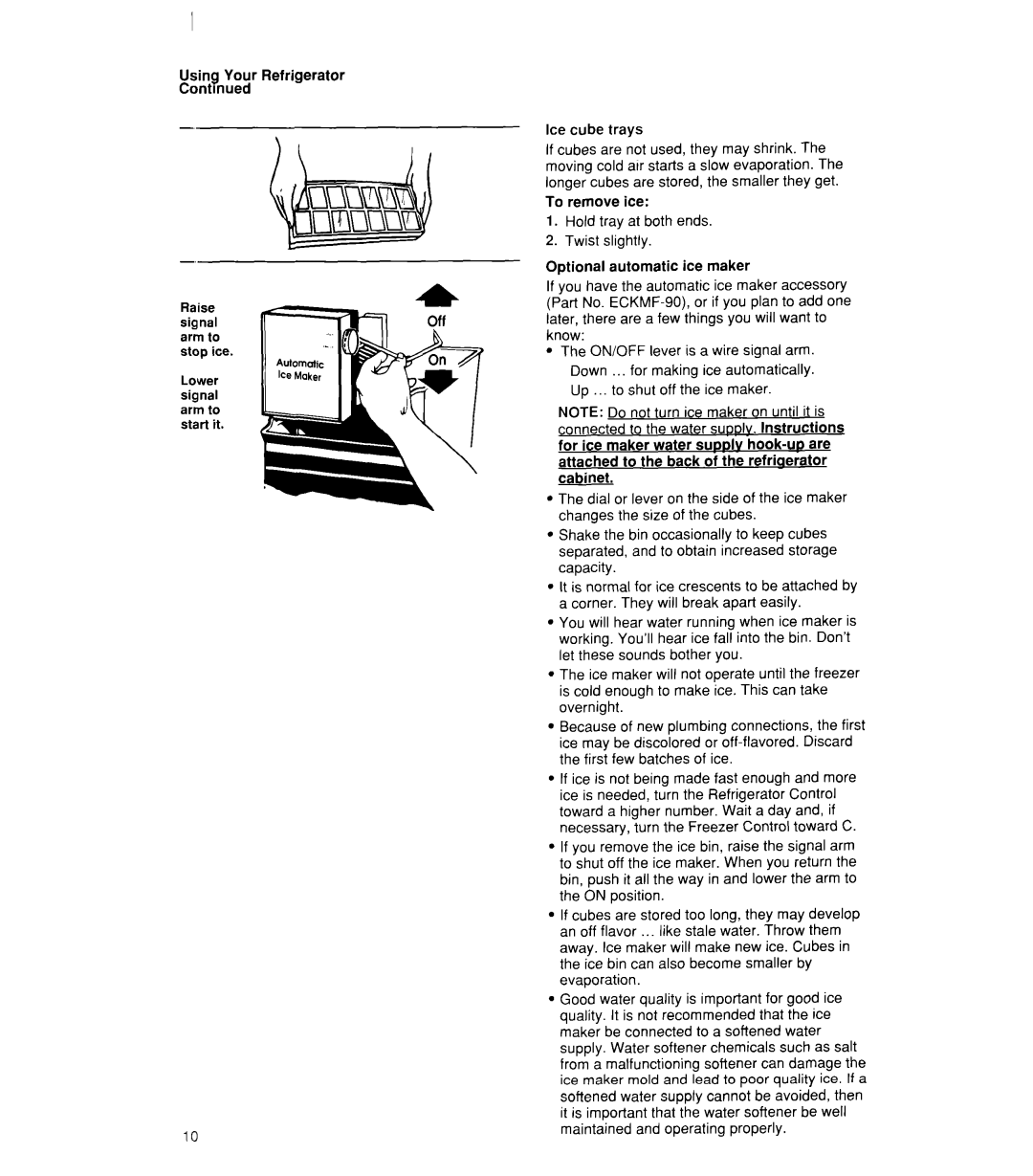 Whirlpool ED22RK, ED22DK manual Using Your Refrigerator Contmued 