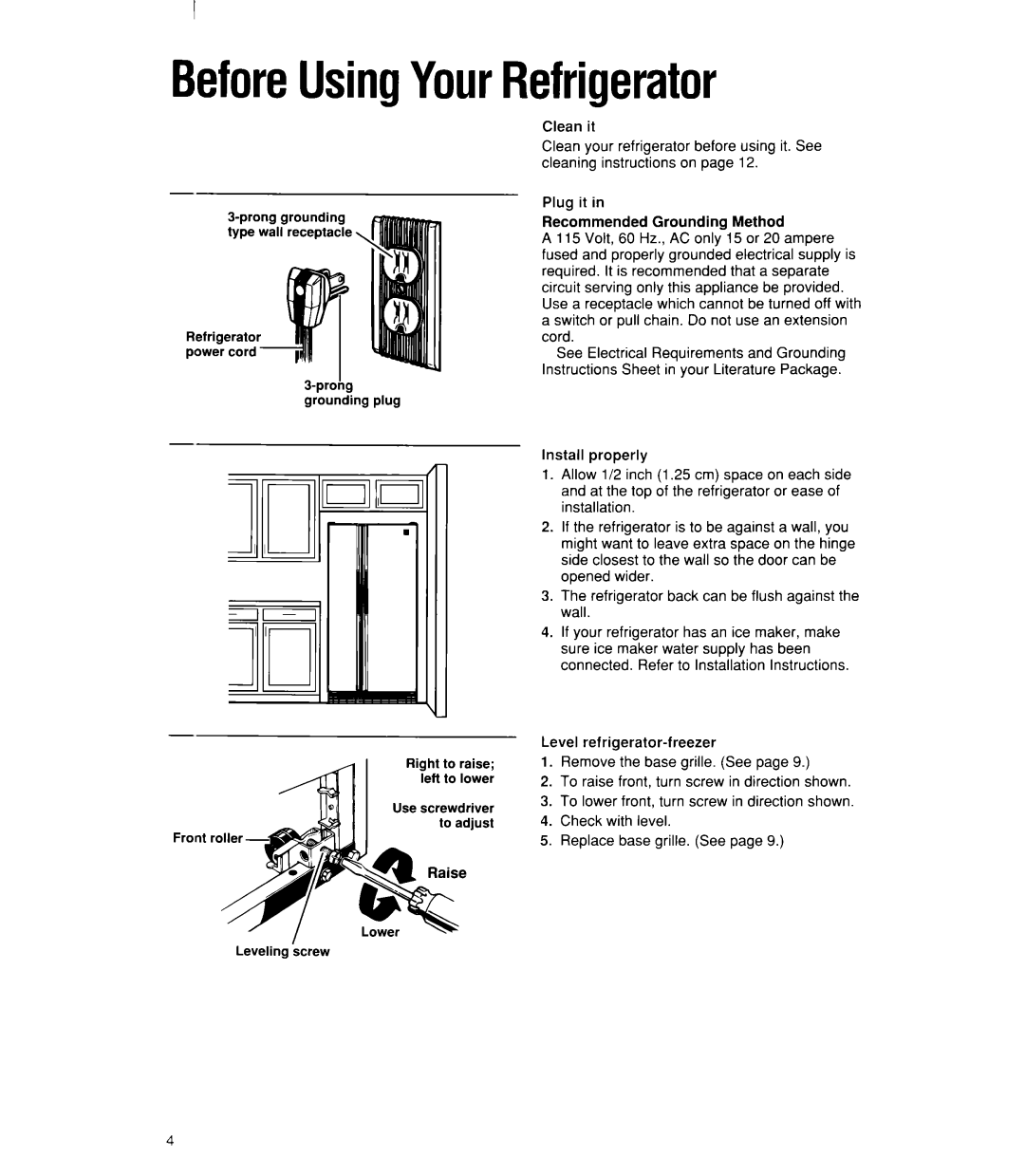 Whirlpool ED22RK, ED22DK manual BeforeUsingYourRefrigerator 