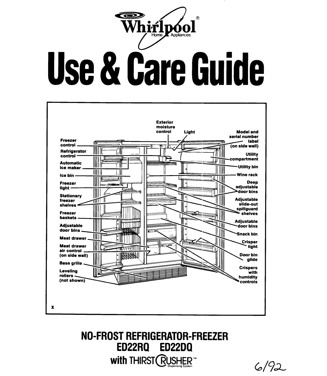 Whirlpool ED22RQ manual Use& CareGuide 