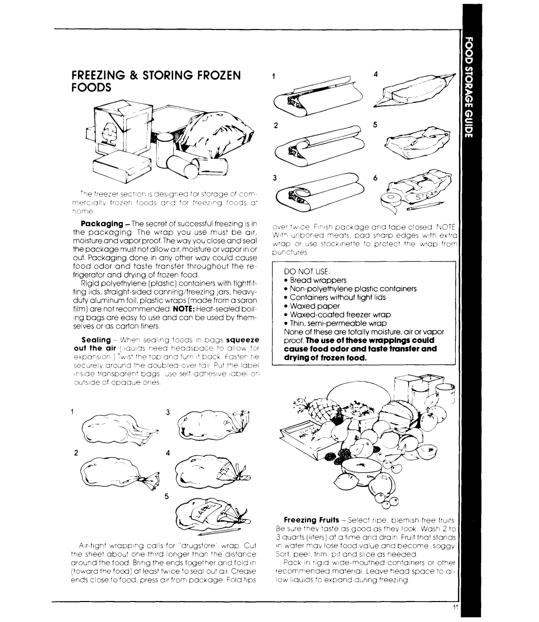 Whirlpool ED22ZM manual Packaging, Do not USE, Drying of frozen food 