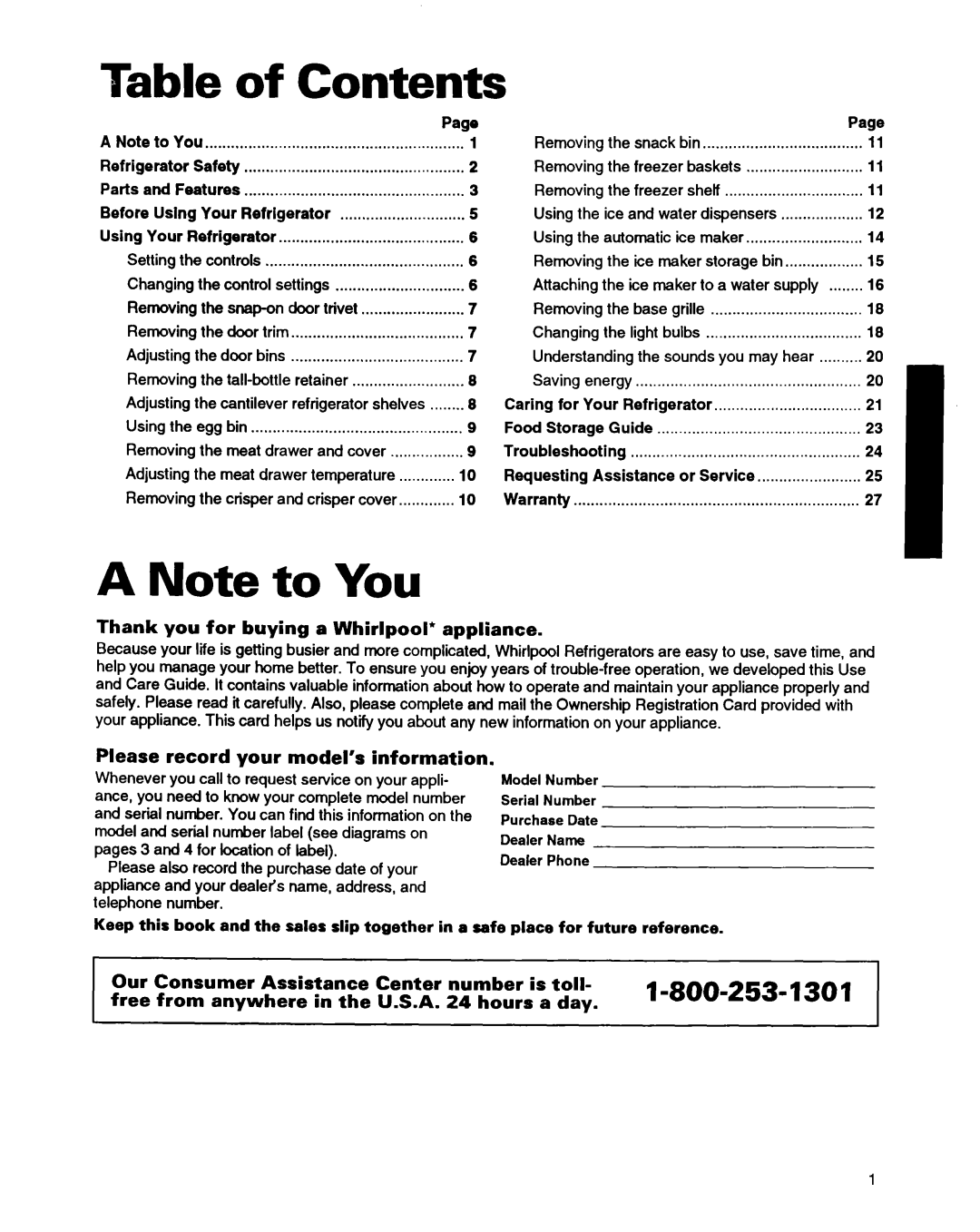 Whirlpool ED22ZRXDN00 manual Contents 