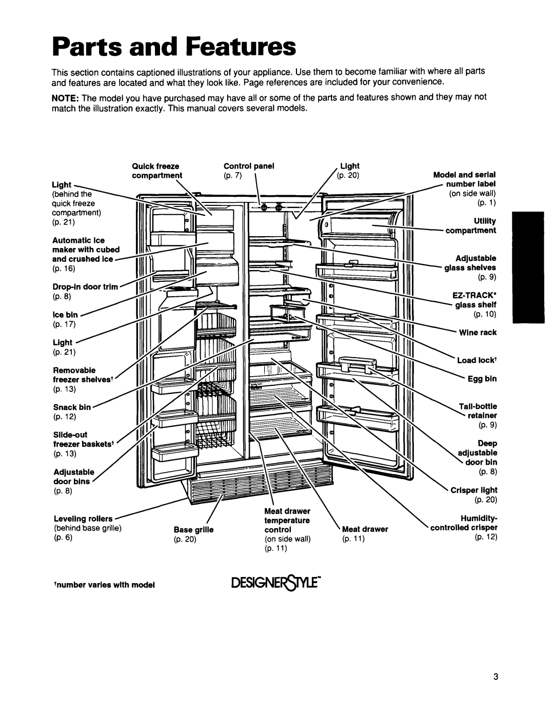 Whirlpool ED25DQXDB00 manual Parts and Features, Compartment 