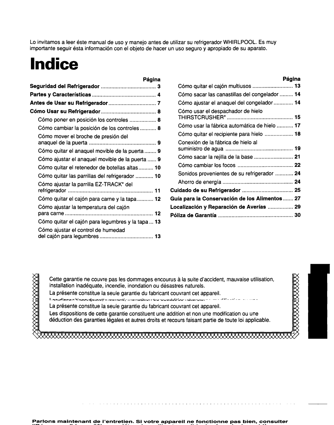 Whirlpool ED25DQXDB00 manual Lndice 