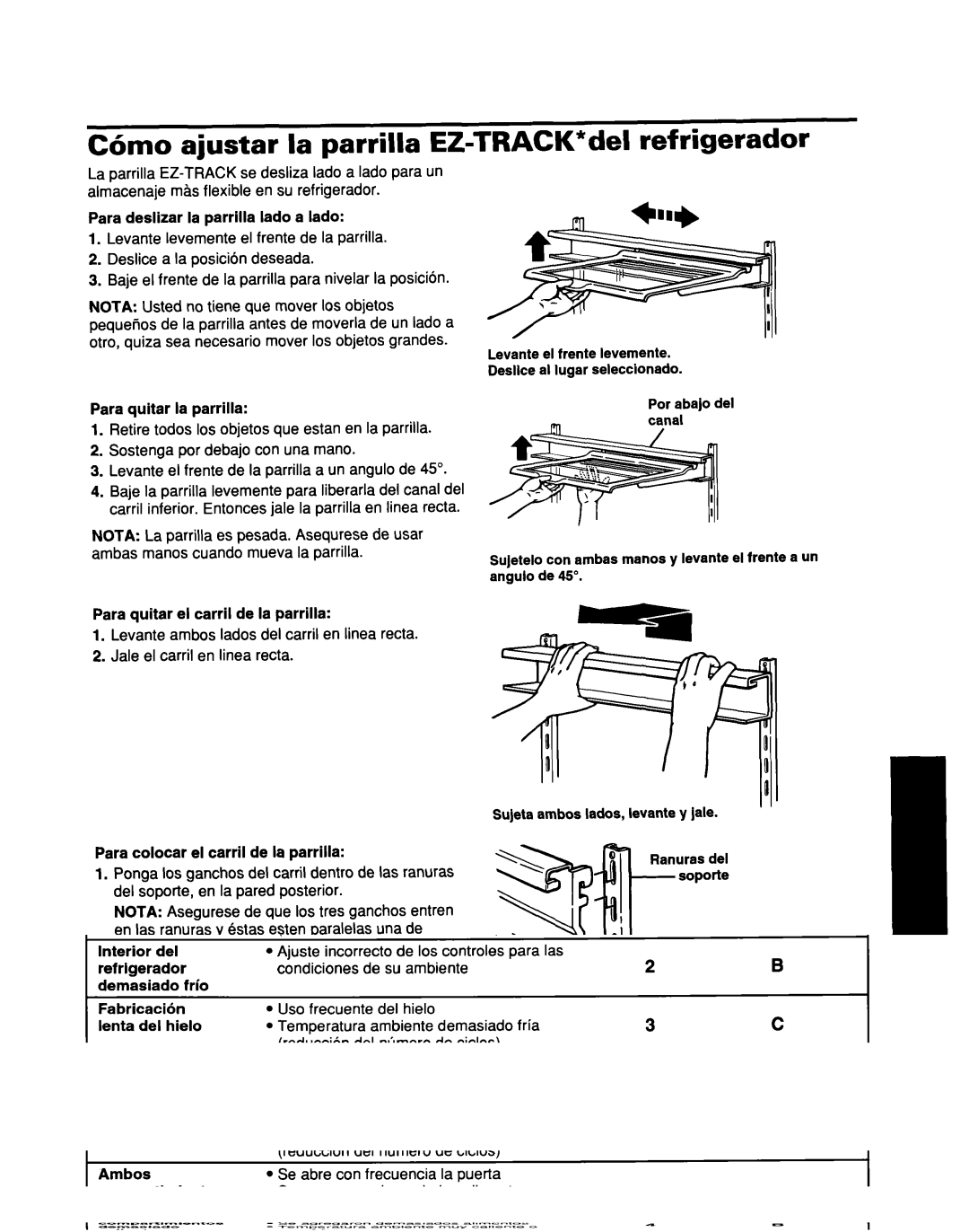 Whirlpool ED25DQXDB00 manual C6mo ajustar la parrilla EZ-TRACK*del ref rigerador 