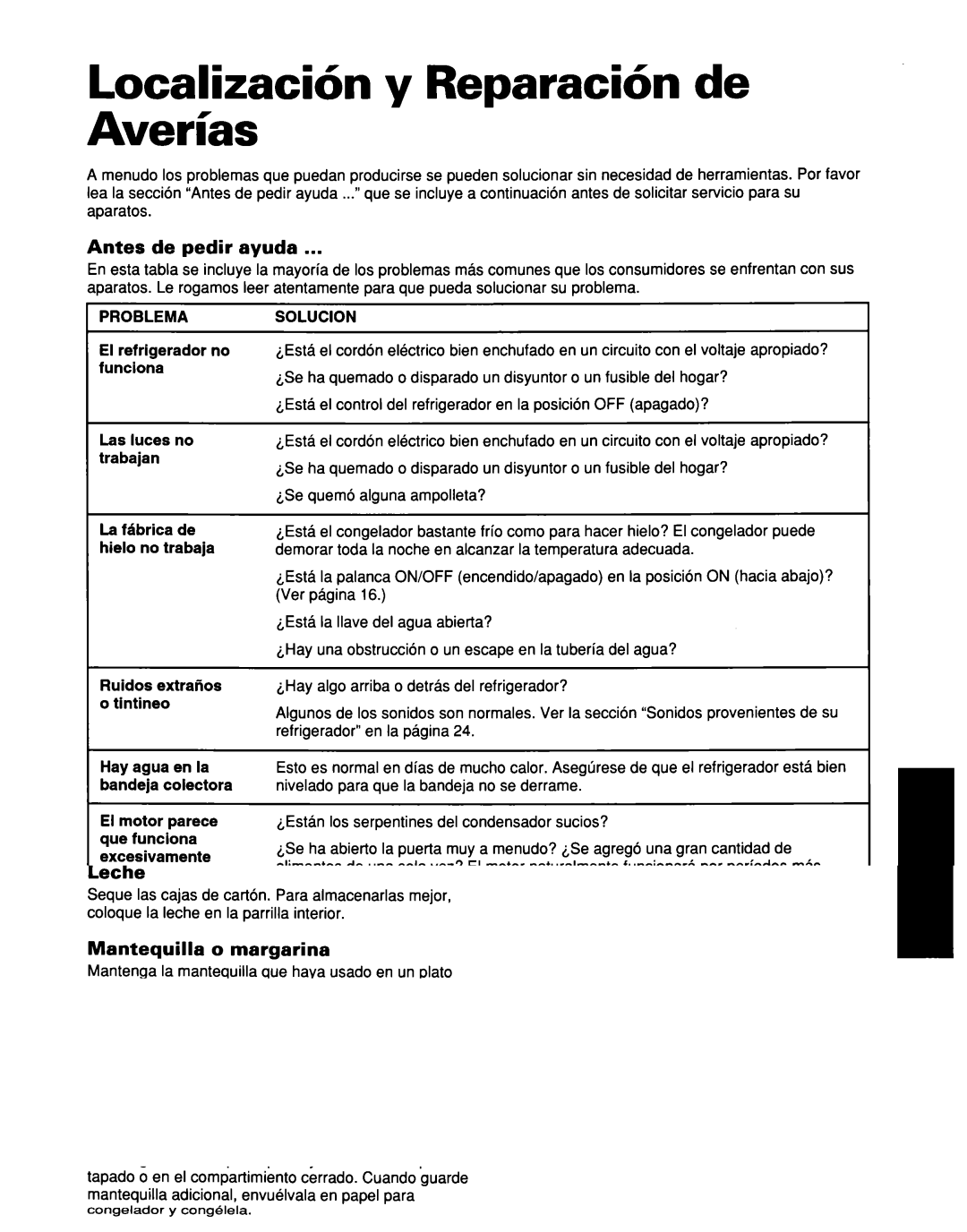 Whirlpool ED25DQXDB00 manual Localizacibn y Reparacih de Averias, Antes de pedir ayuda 