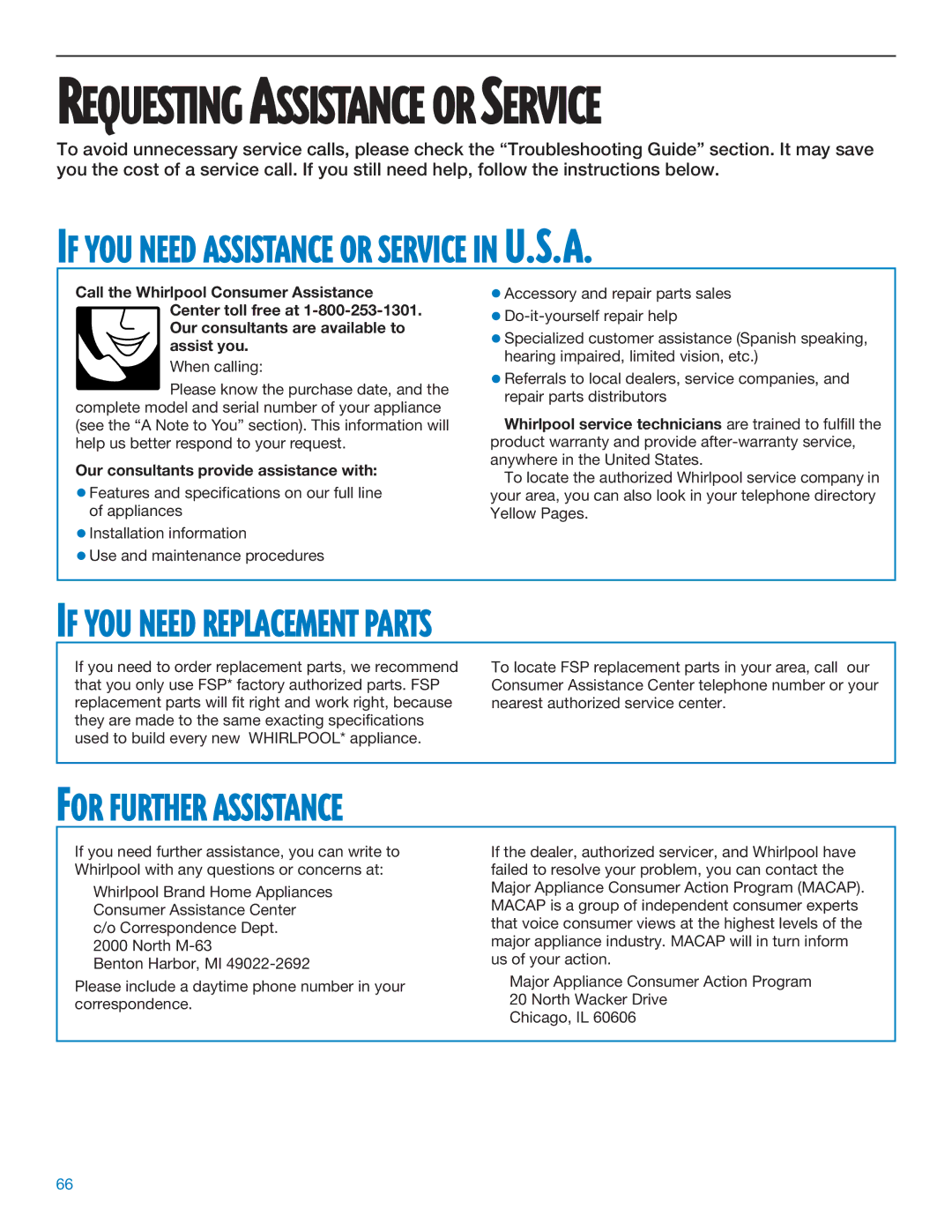 Whirlpool ED25DQXDB06 manual If YOU Need Replacement Parts, For Further Assistance, Our consultants provide assistance with 