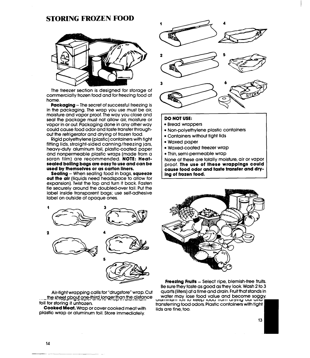 Whirlpool ED25DW manual Storing Frozen Food 