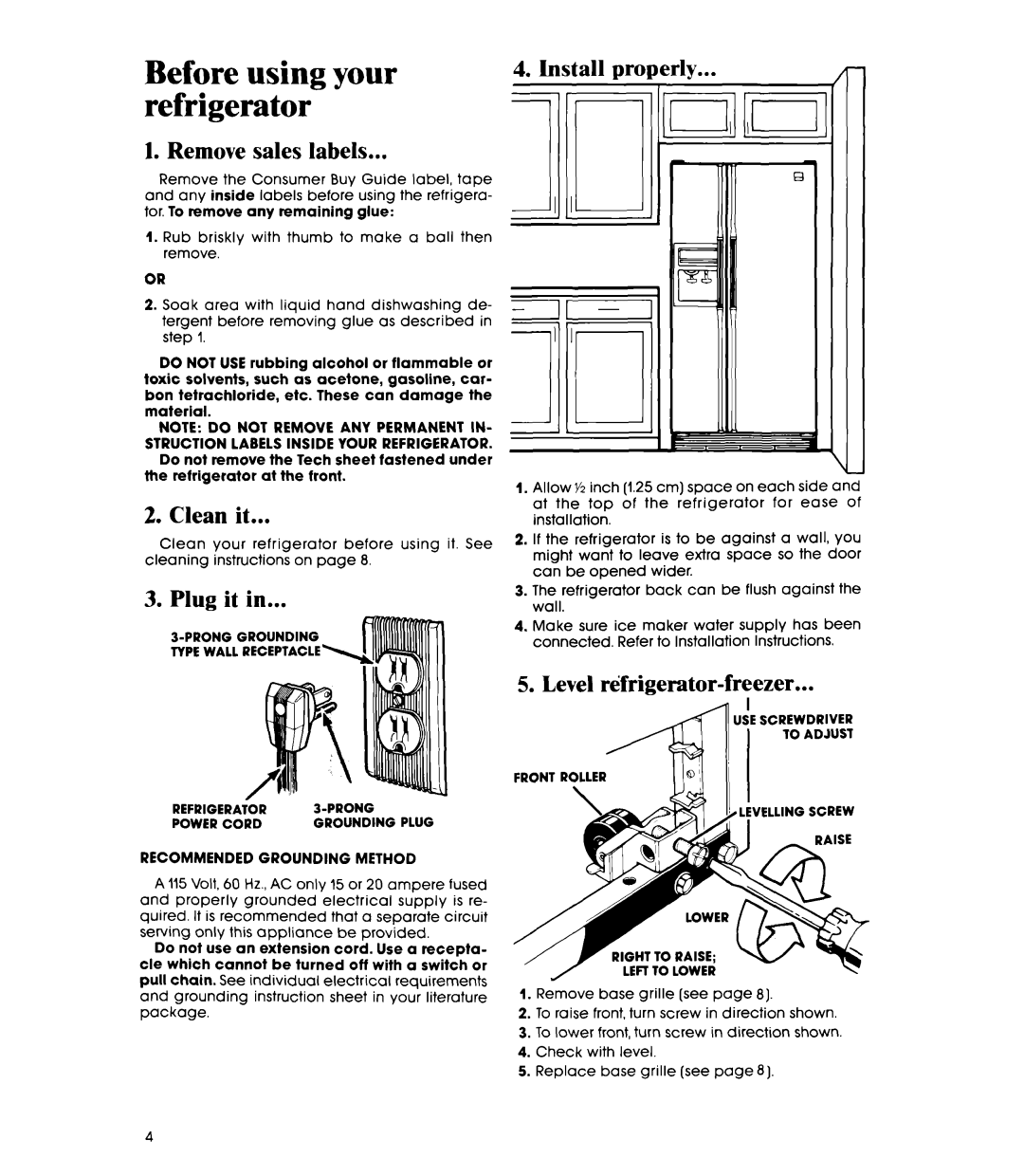 Whirlpool ED25DW manual Before using your refrigerator 