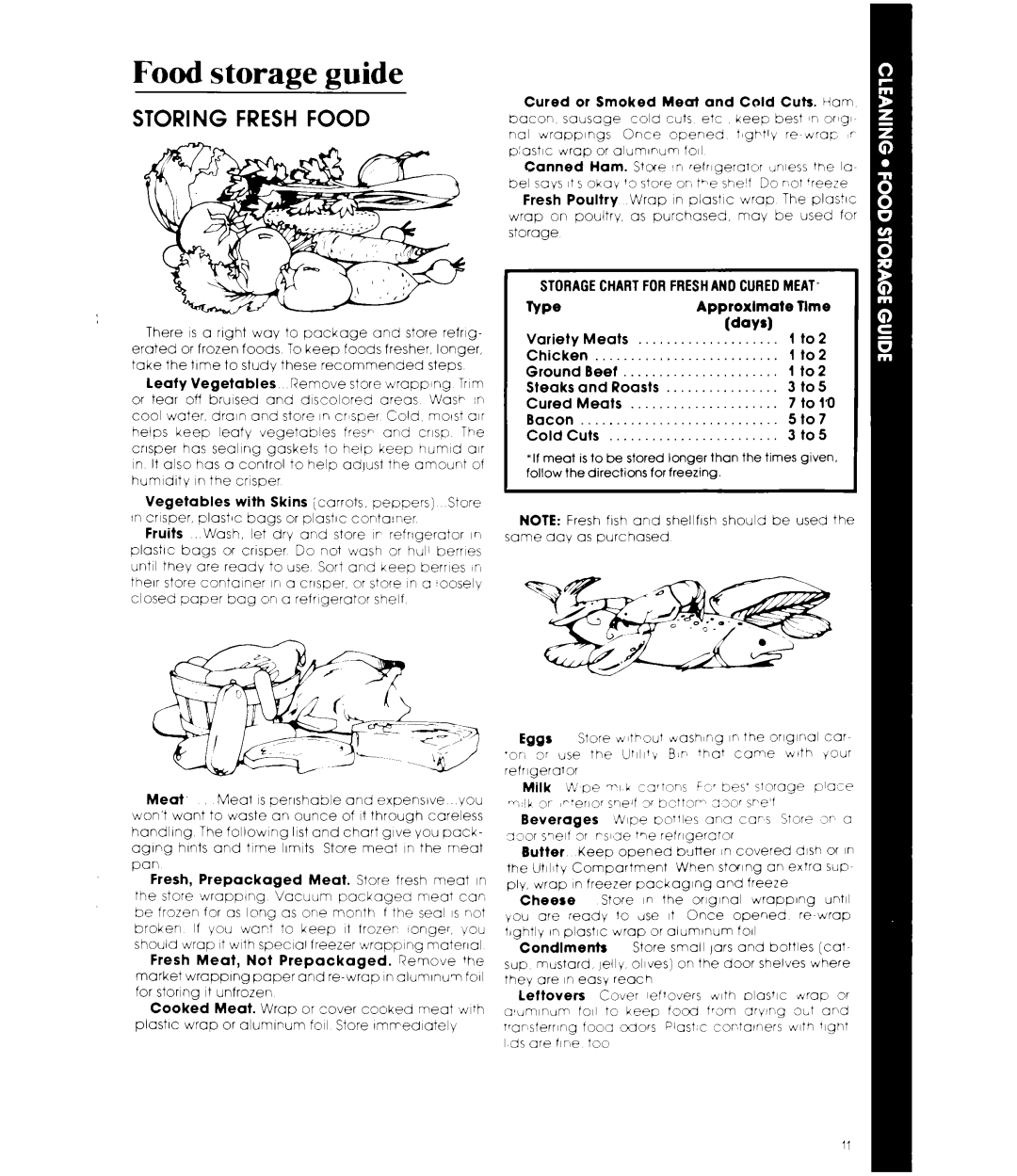 Whirlpool ED25EM manual STORAGECHARTFORFRESHAN0 CUREDMEAT‘ 