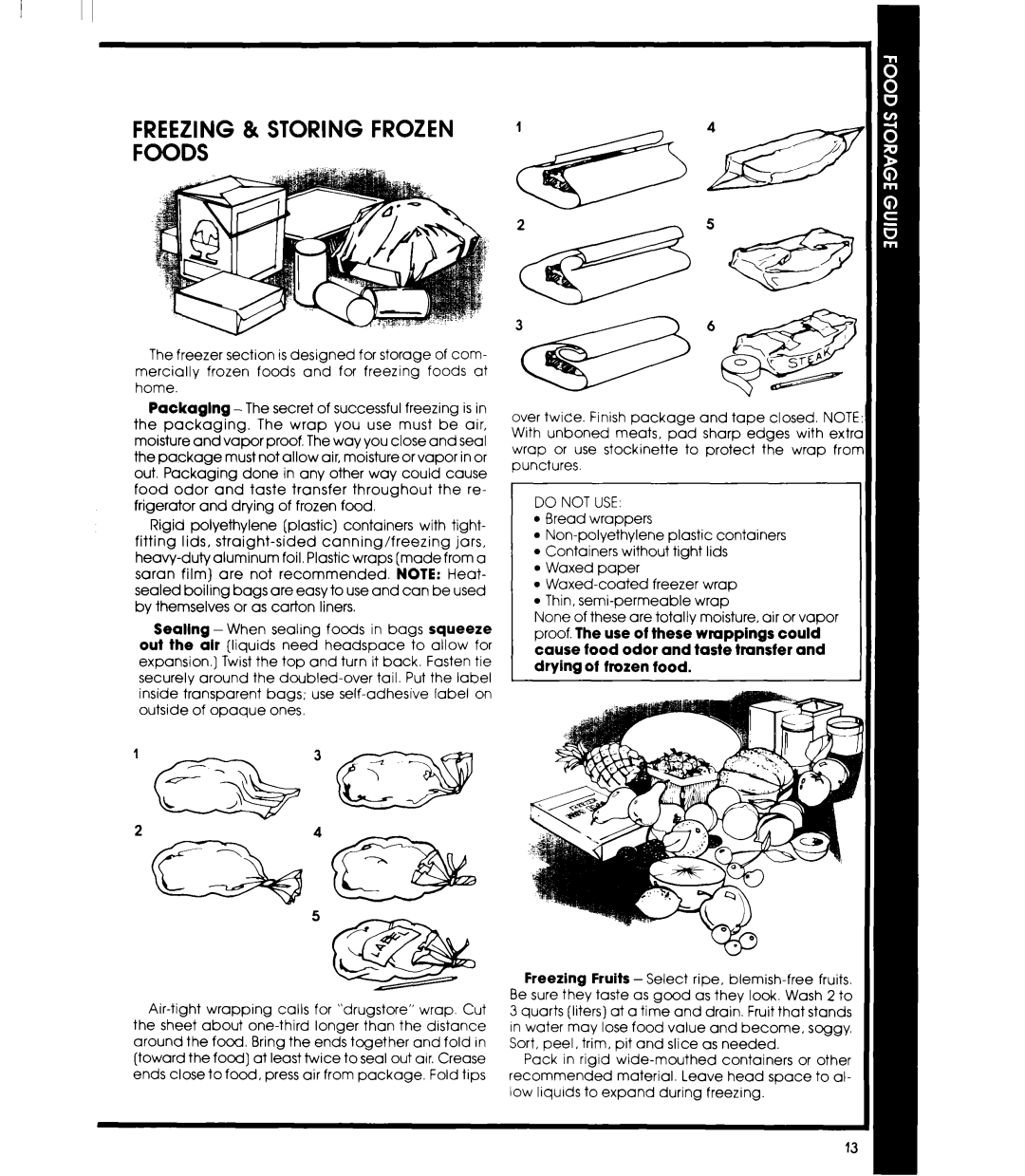 Whirlpool ED25PM manual Freezing & Storing Frozen Foods, Do not USE 