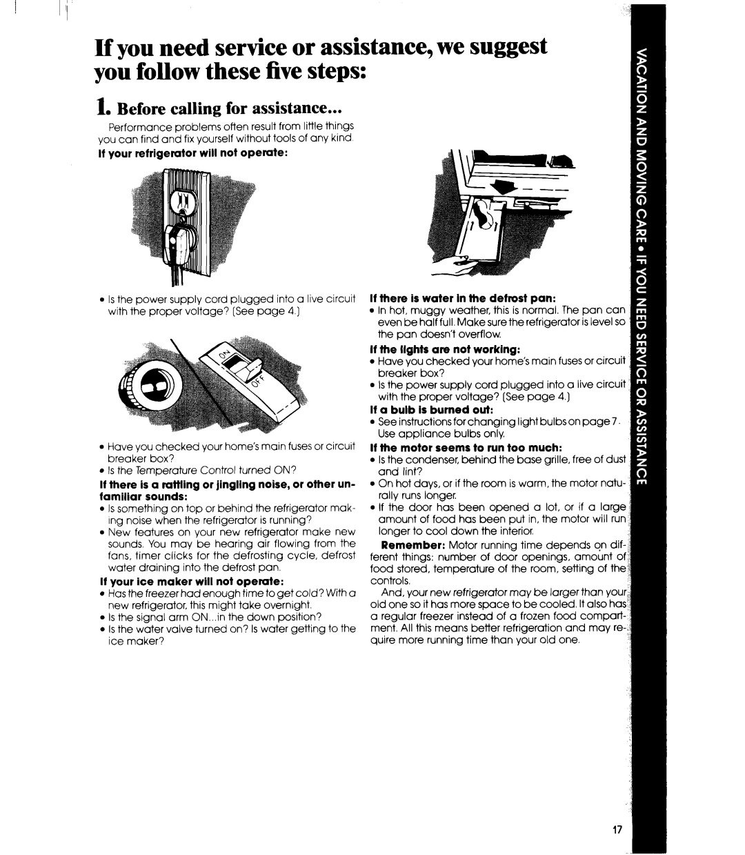 Whirlpool ED25PM manual Before calling for assistance 