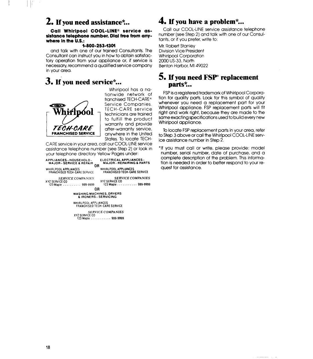 Whirlpool ED25PM If you need assistance?, If you need service, If you have a problem, If you need FSP replacement parts% 