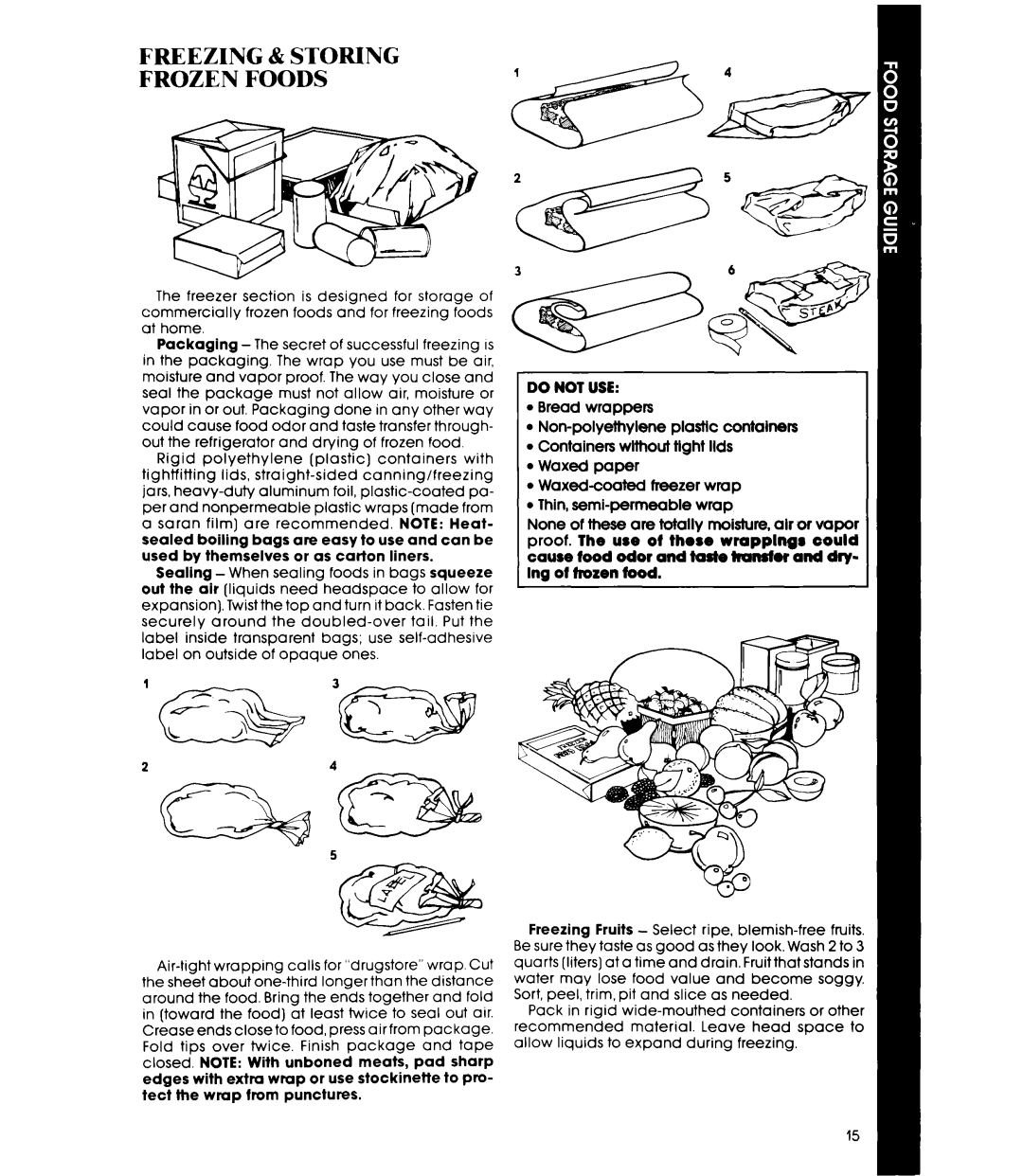 Whirlpool ED25PS manual Freezing & Storing Frozen Foods, Do not USE 