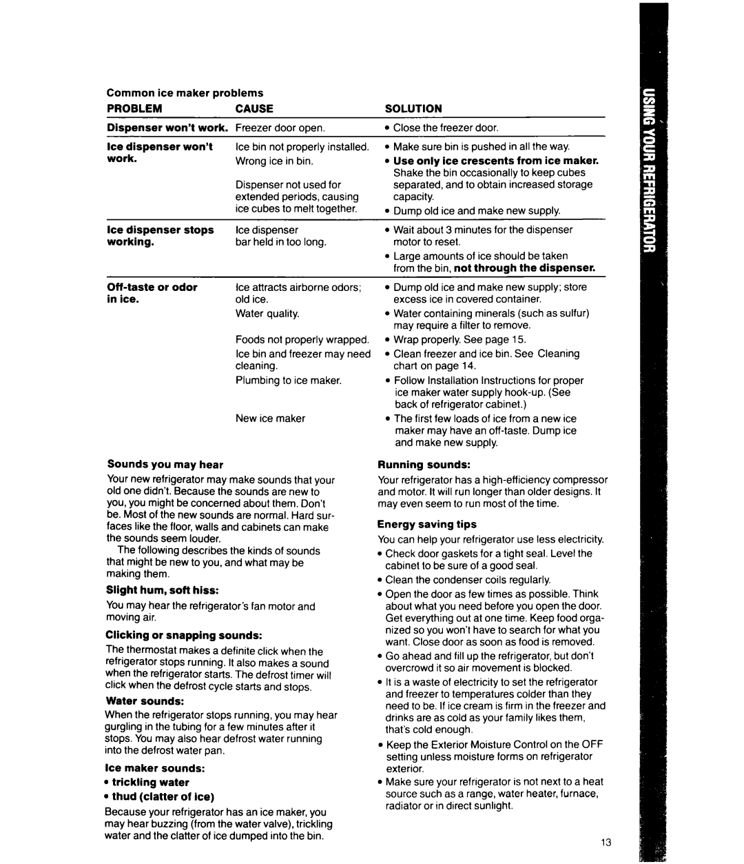 Whirlpool ED25PW manual Problem, Cause, Solution 