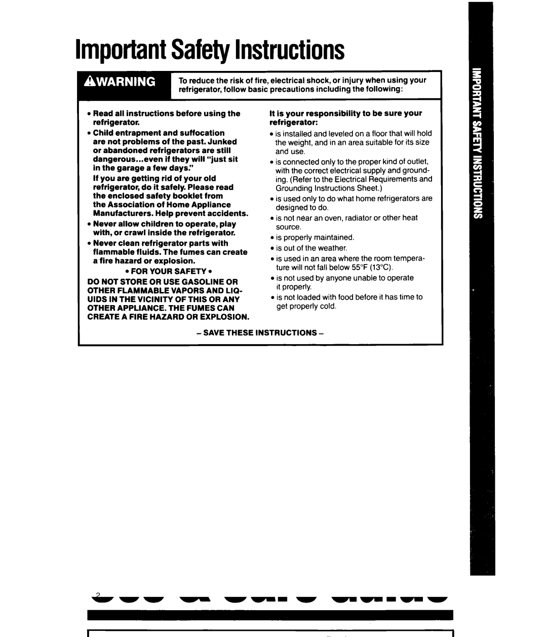 Whirlpool ED25PW manual ImportantSafetyInstructions 