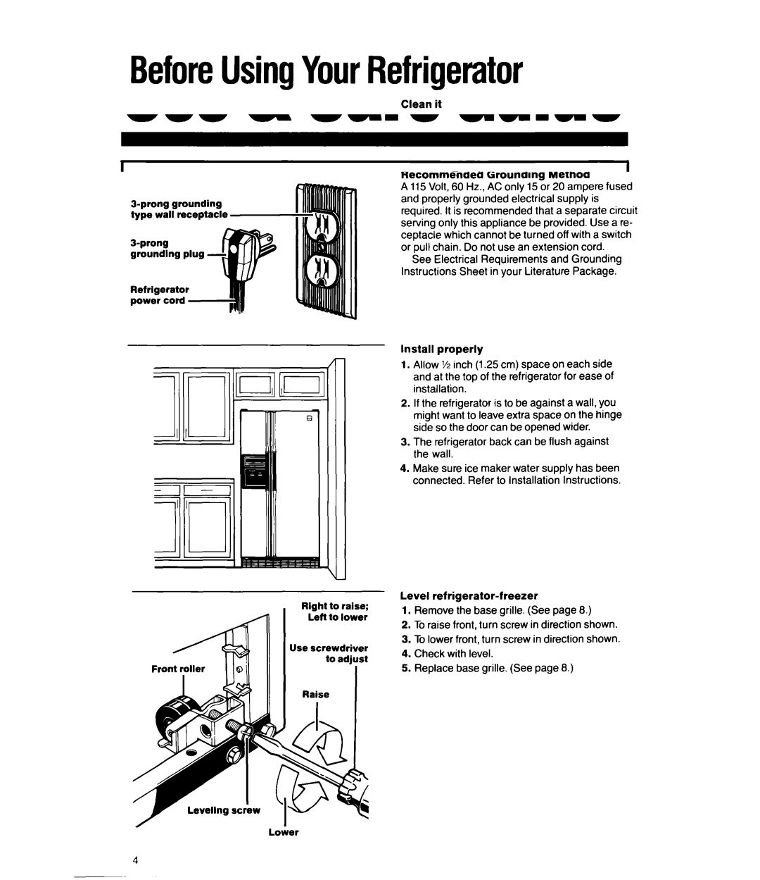 Whirlpool ED25PW manual BeforeUsingYourRefrigerator 