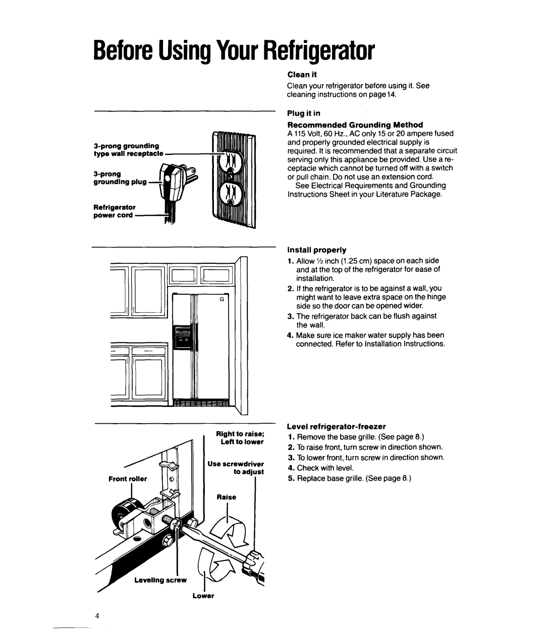 Whirlpool ED25PW manual BeforeUsingYourRefrigerator 