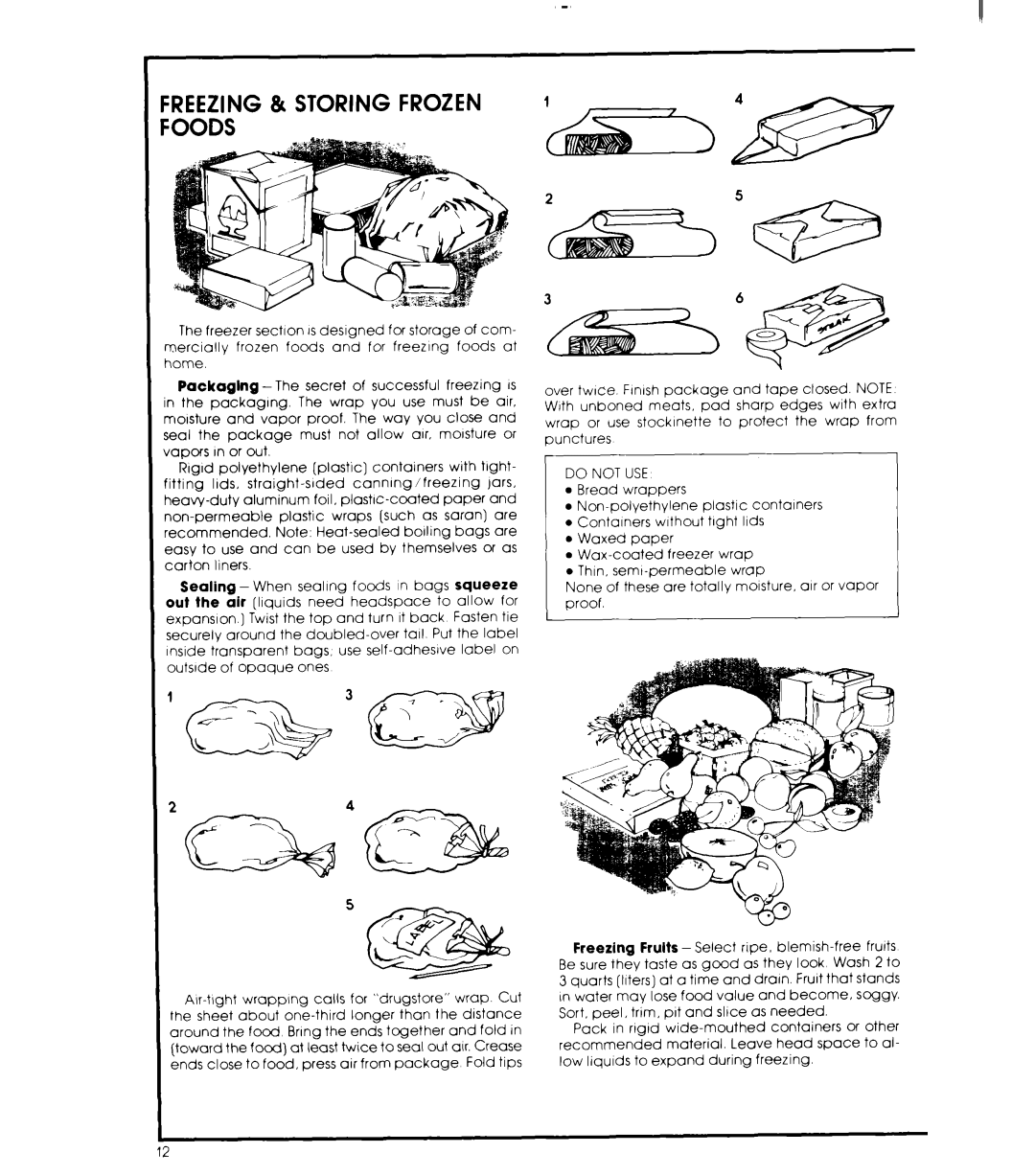 Whirlpool ED25SM manual Reezing & Storing Frozen Oods, Do not USE 