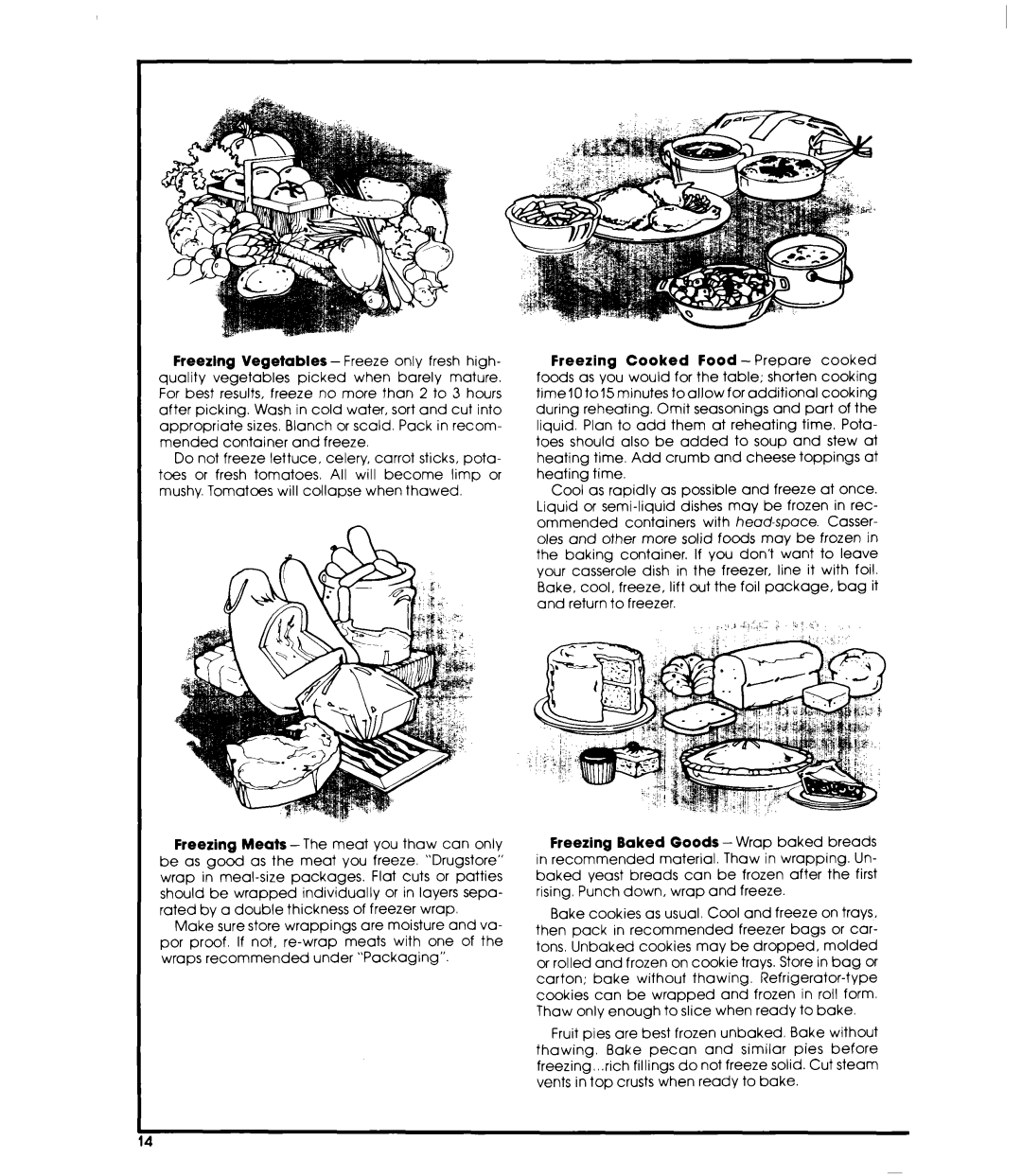 Whirlpool ED25SMIII manual Freezing Baked Goods Wrap baked breads 