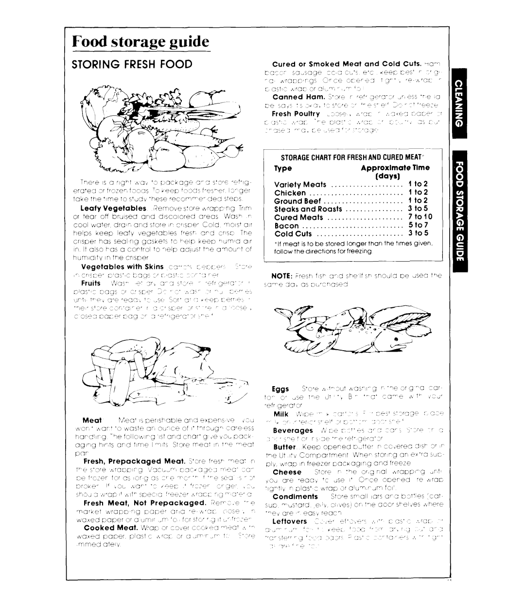 Whirlpool ED26MM manual Storagechartforfreshandcuredmeat, Approxlmate, Variety Meats 