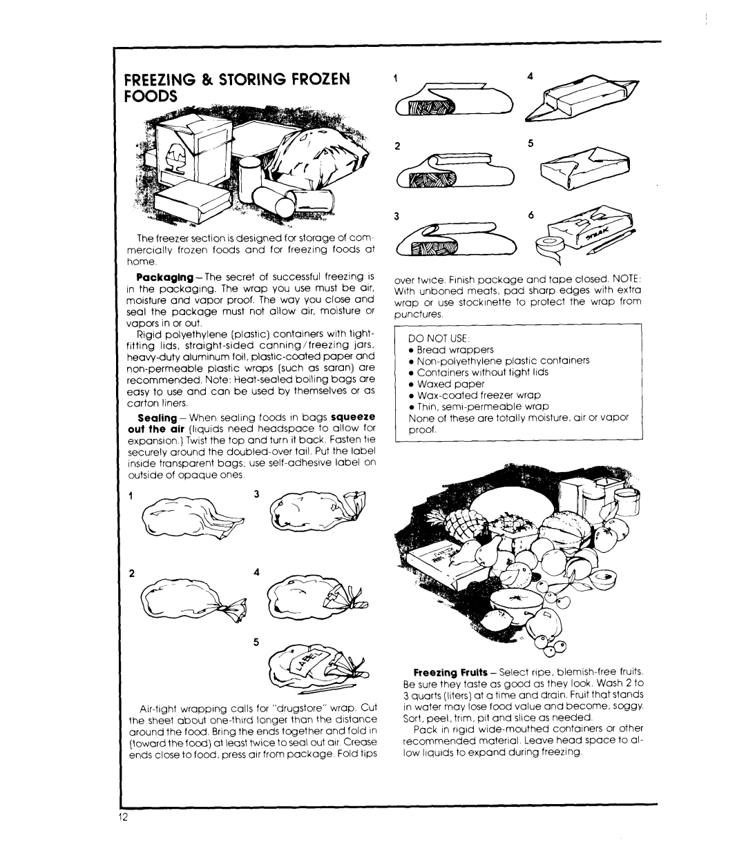 Whirlpool ED26MM manual Freezing & Storing Frozen Foods, Do not USE 