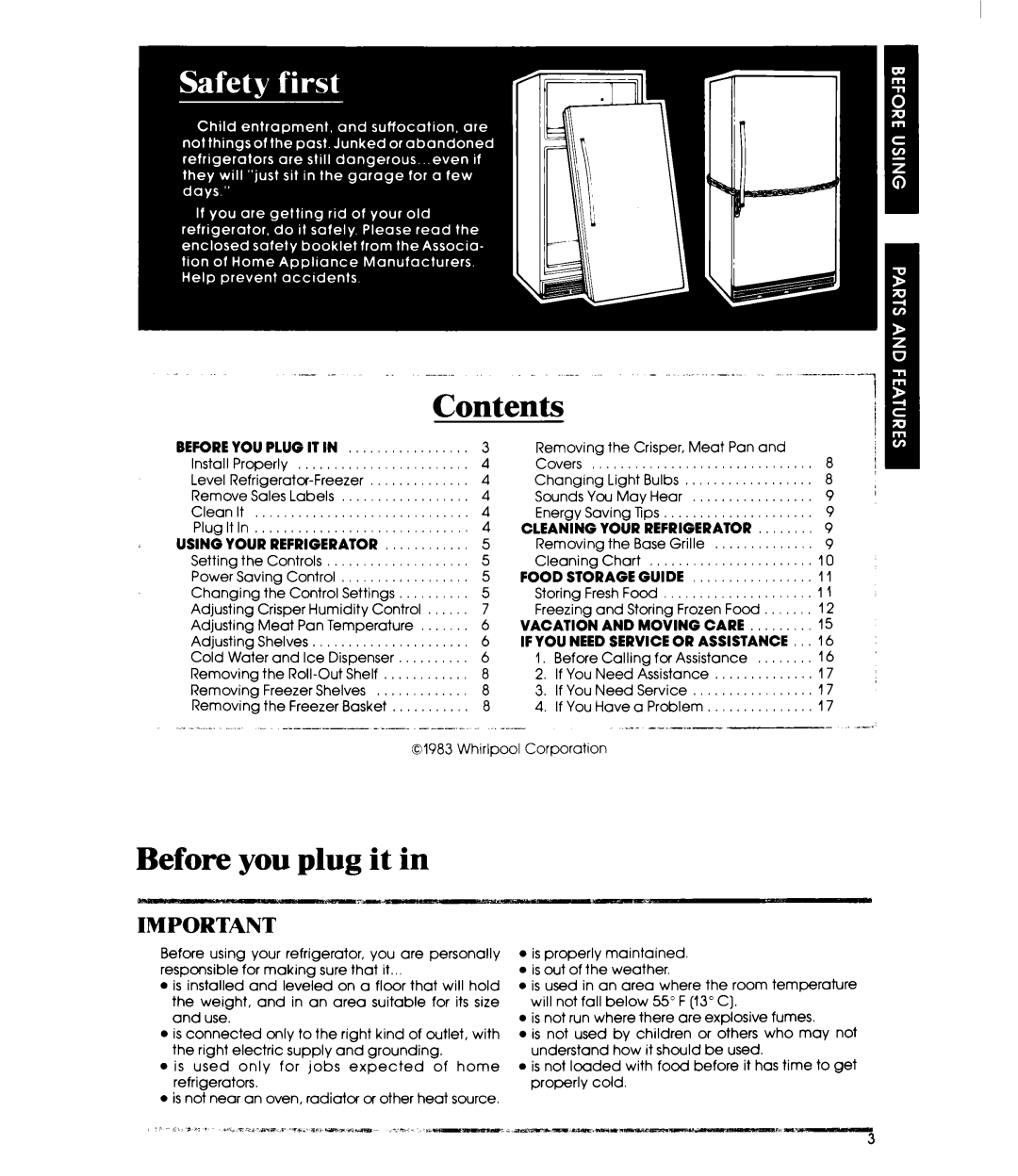 Whirlpool ED26MM manual Contents, Before you plug it 