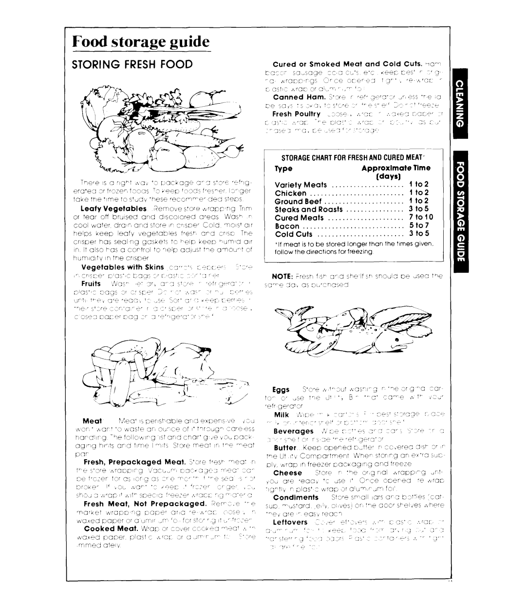 Whirlpool ED26MM manual Storing Fresh Food, ~.~ ~~, Food storage guide 