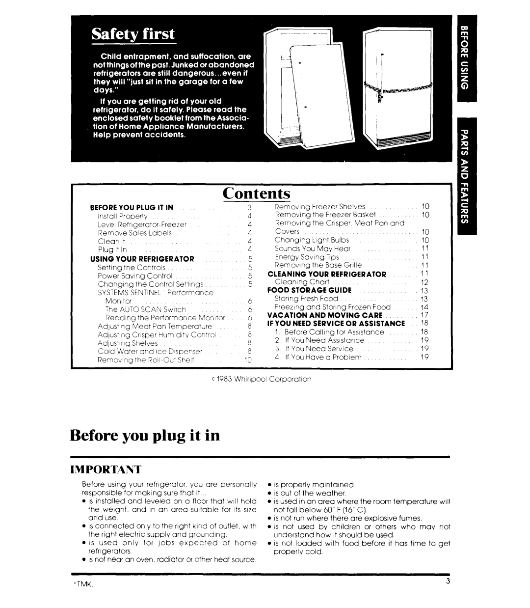 Whirlpool ED26SS manual Contents, Before you plug it 