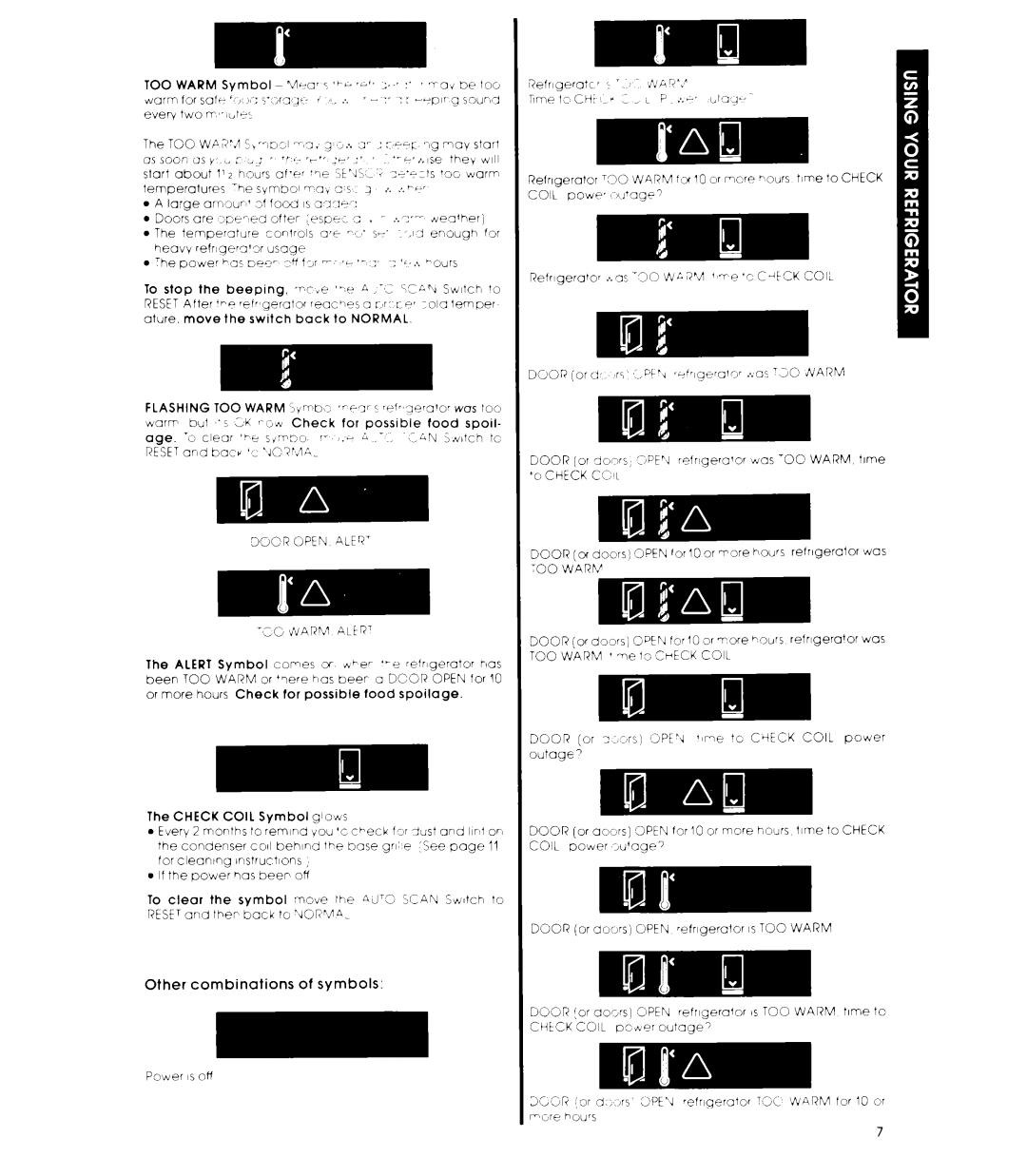 Whirlpool ED26SS manual Other combinations of symbols, 30OR Open ALER’ 