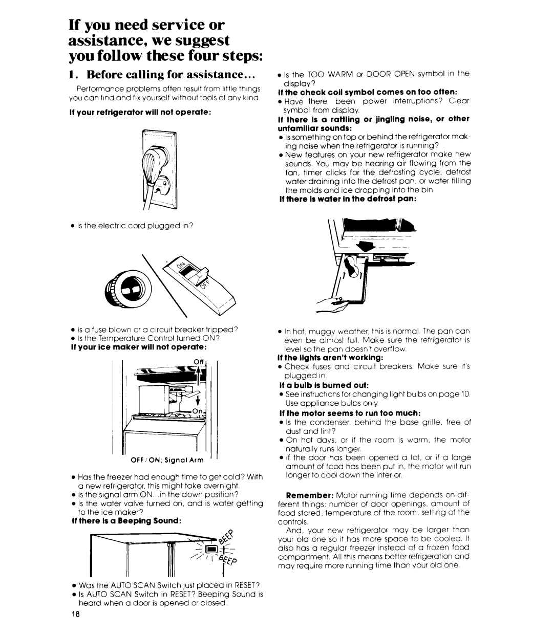 Whirlpool ED26SS manual Before calling for assistance 