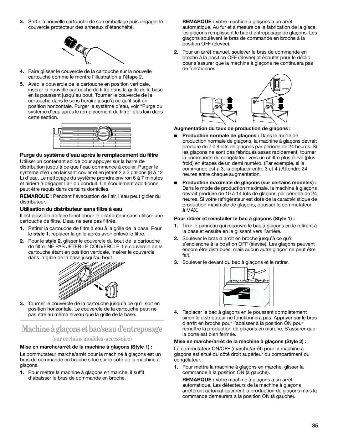 Whirlpool GT1SHTXMQ01, ED2FHEXLQ00 manual Machine à glaçons et bac/seau d’entreposage, sur certains modèles -accessoire 