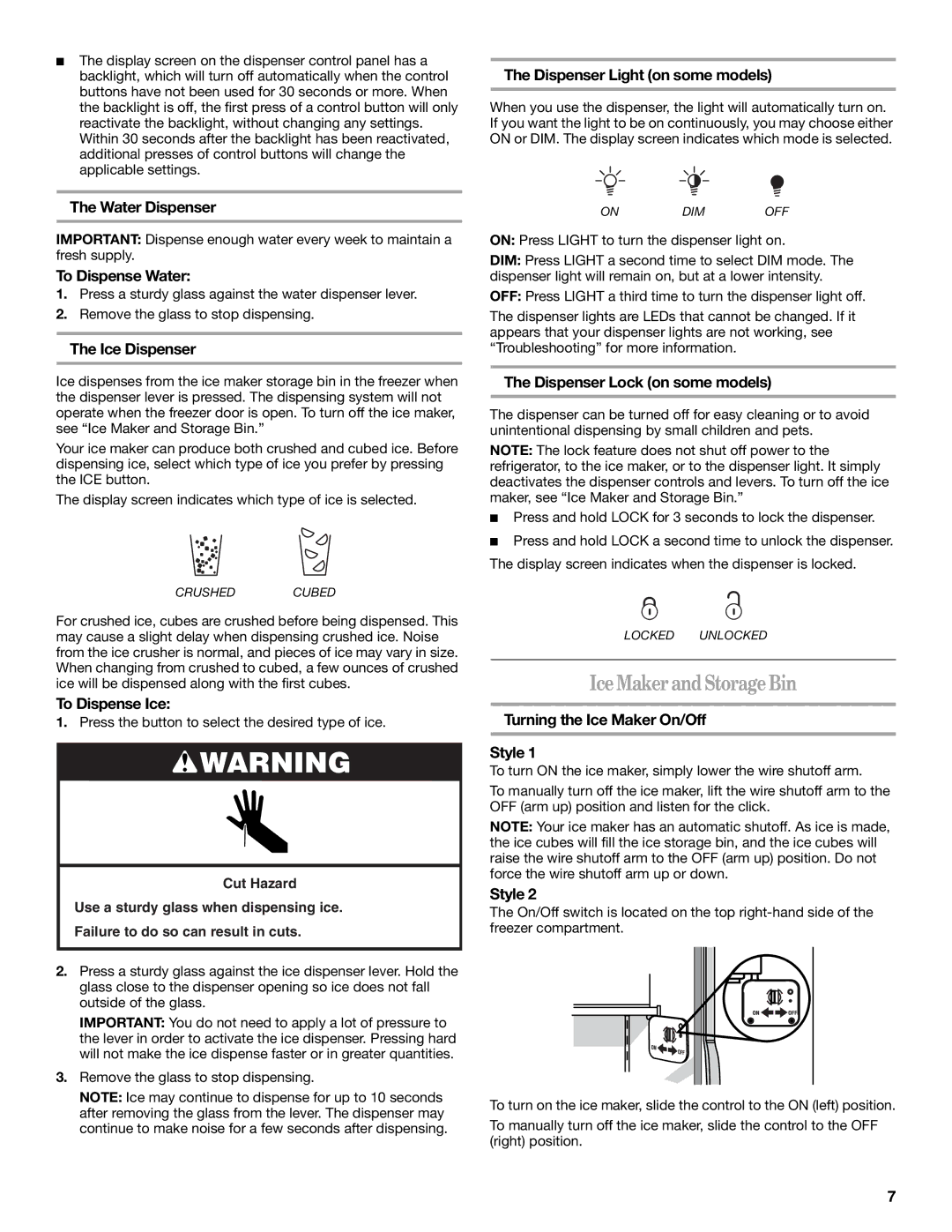 Whirlpool ED2KHAXV installation instructions Ice Maker and Storage Bin 