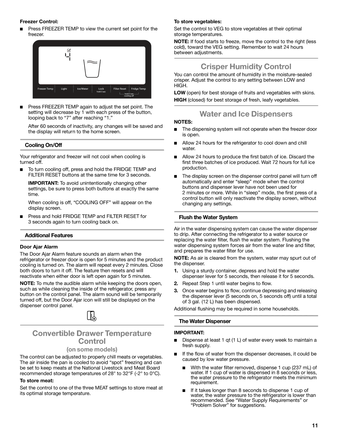 Whirlpool ED2KHAXVB Crisper Humidity Control, Water and Ice Dispensers, Convertible Drawer Temperature Control 