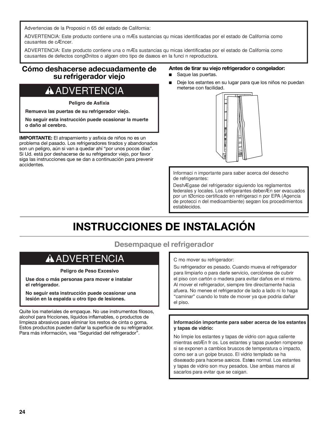 Whirlpool ED2KHAXVB installation instructions Instrucciones DE Instalación, Desempaque el refrigerador 