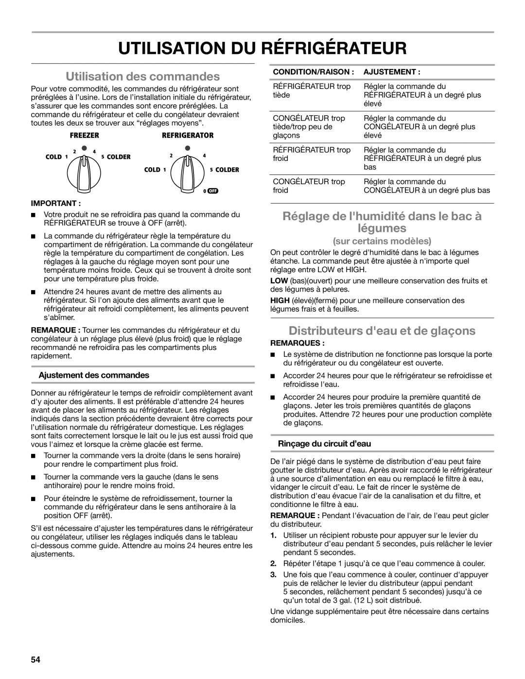 Whirlpool WRS325FDAW Utilisation DU Réfrigérateur, Utilisation des commandes, Réglage de lhumidité dans le bac à Légumes 