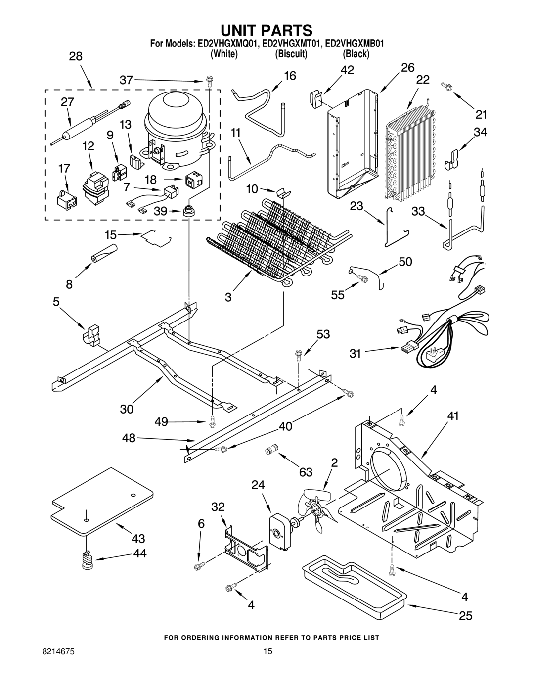 Whirlpool ED2VHGXMT01, ED2VHGXMQ01, ED2VHGXMB01 manual Unit Parts 