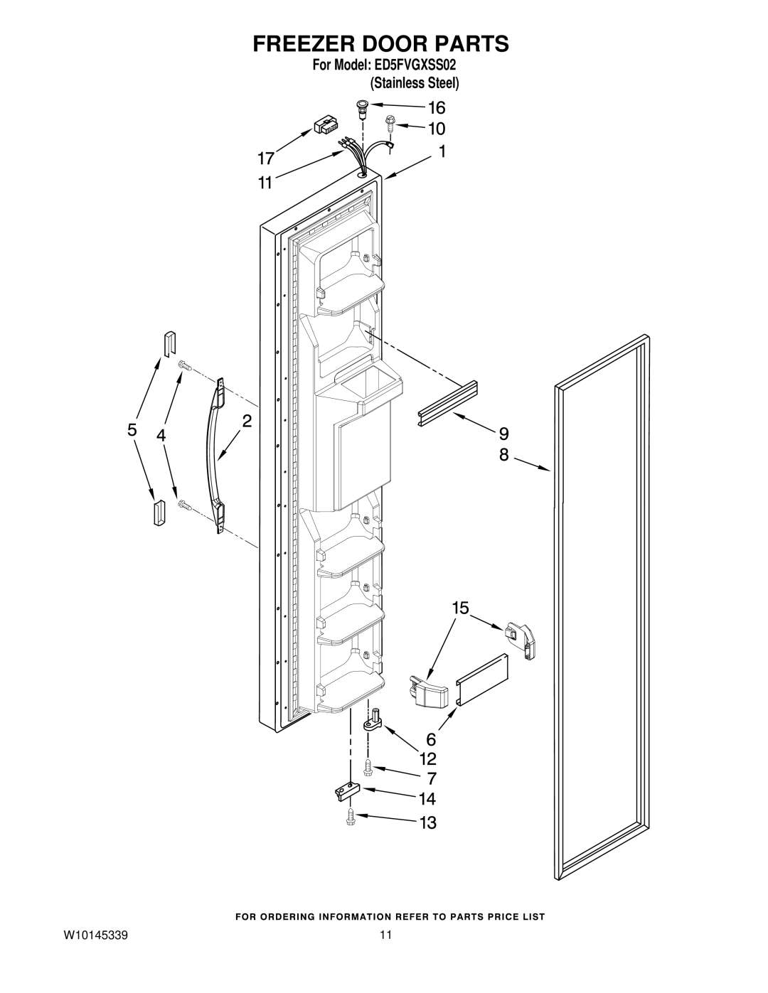 Whirlpool ED5FVGXSS02 manual Freezer Door Parts 