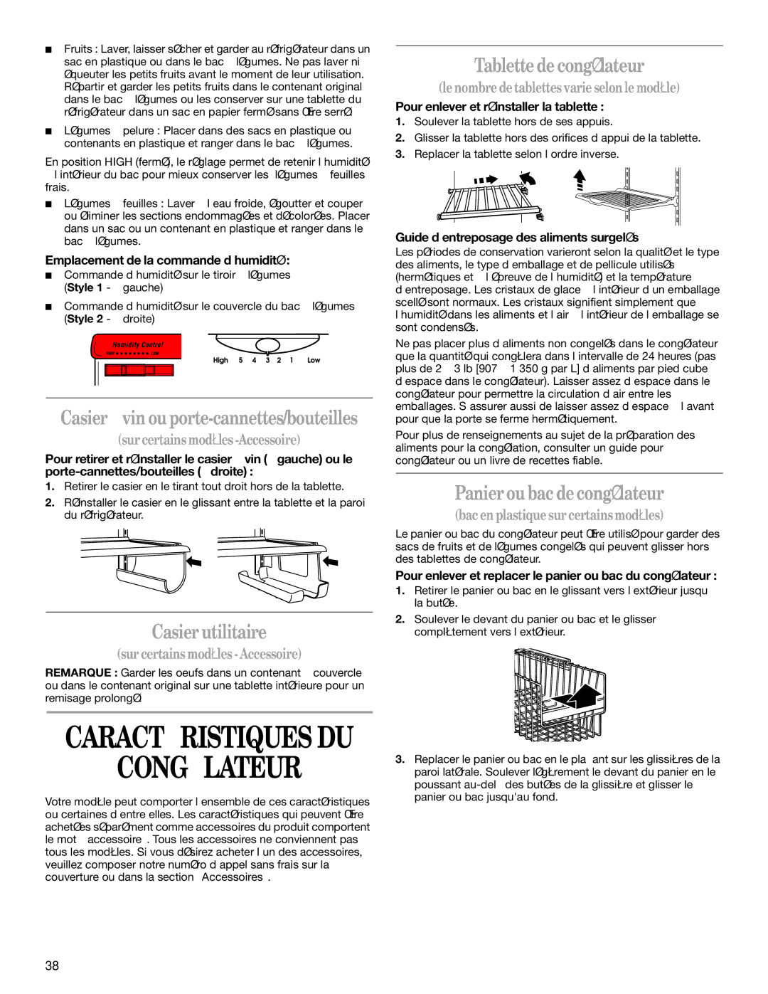 Whirlpool KTLA22ELSS02, ED5GTFXKQ00 Congélateur, Casier utilitaire, Tablette de congélateur, Panier ou bac de congélateur 