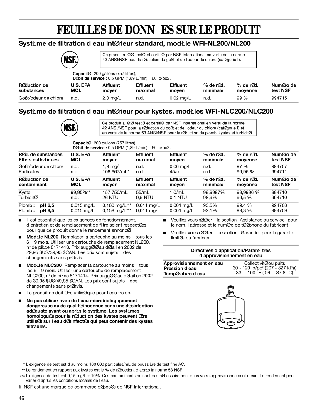 Whirlpool KTLA22ELSS00, ED5GTFXKQ00, ED5GTFXKT00, ED5GTFXKQ02, ED5GTFXKQ01, ED5GTFXKT01 Feuilles DE Données SUR LE Produit 