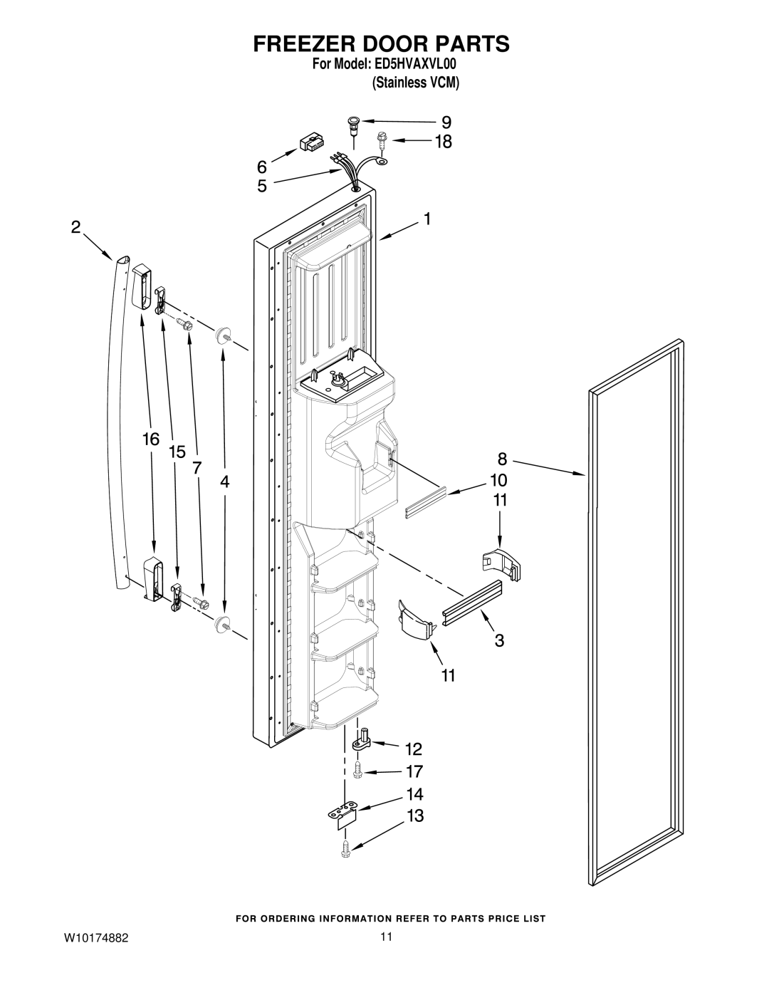 Whirlpool ED5HVAXVL00 manual Freezer Door Parts 