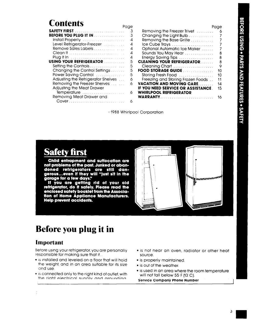 Whirlpool EDI9SK manual Contents, Before you plug it 