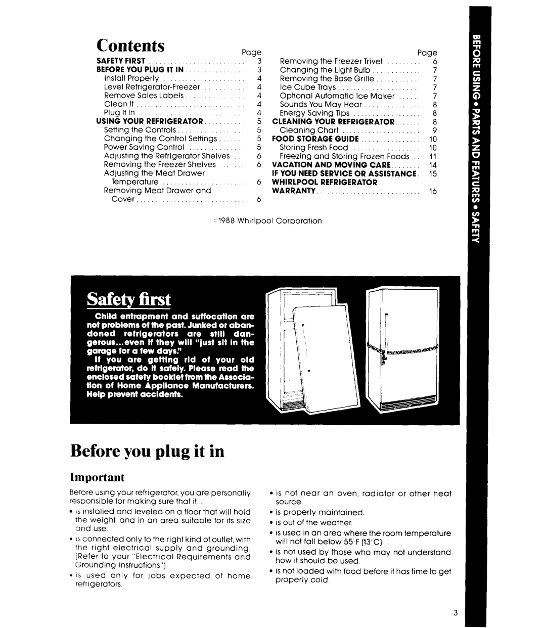 Whirlpool EDI9SK manual Contents, Before you plug it in 