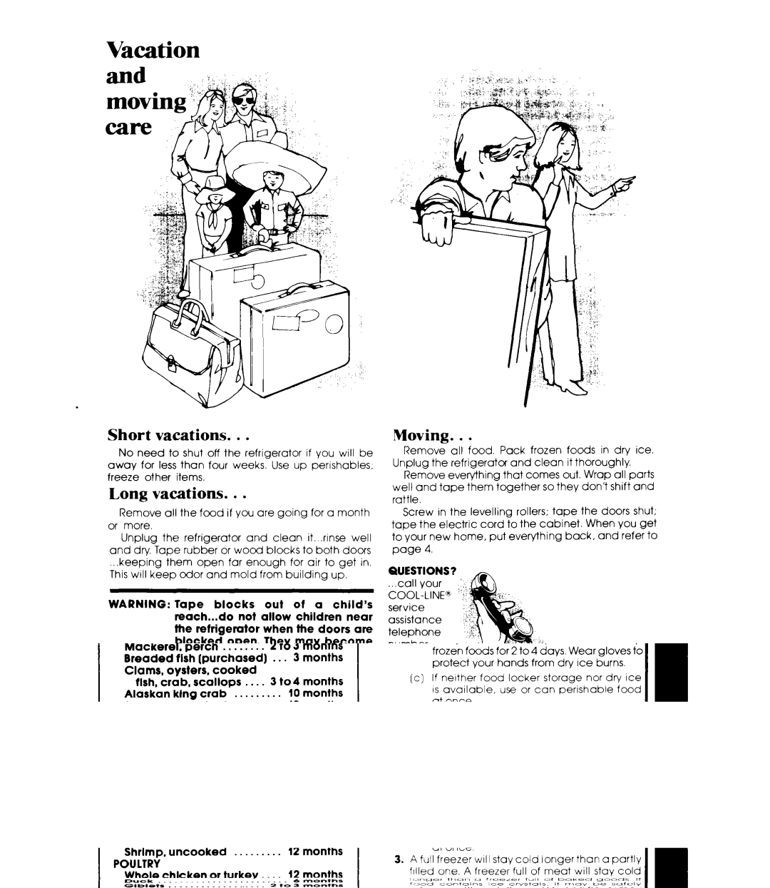 Whirlpool EDISSC manual Vacation ,,L.k.’, Short vacations, Long vacations, Moving 