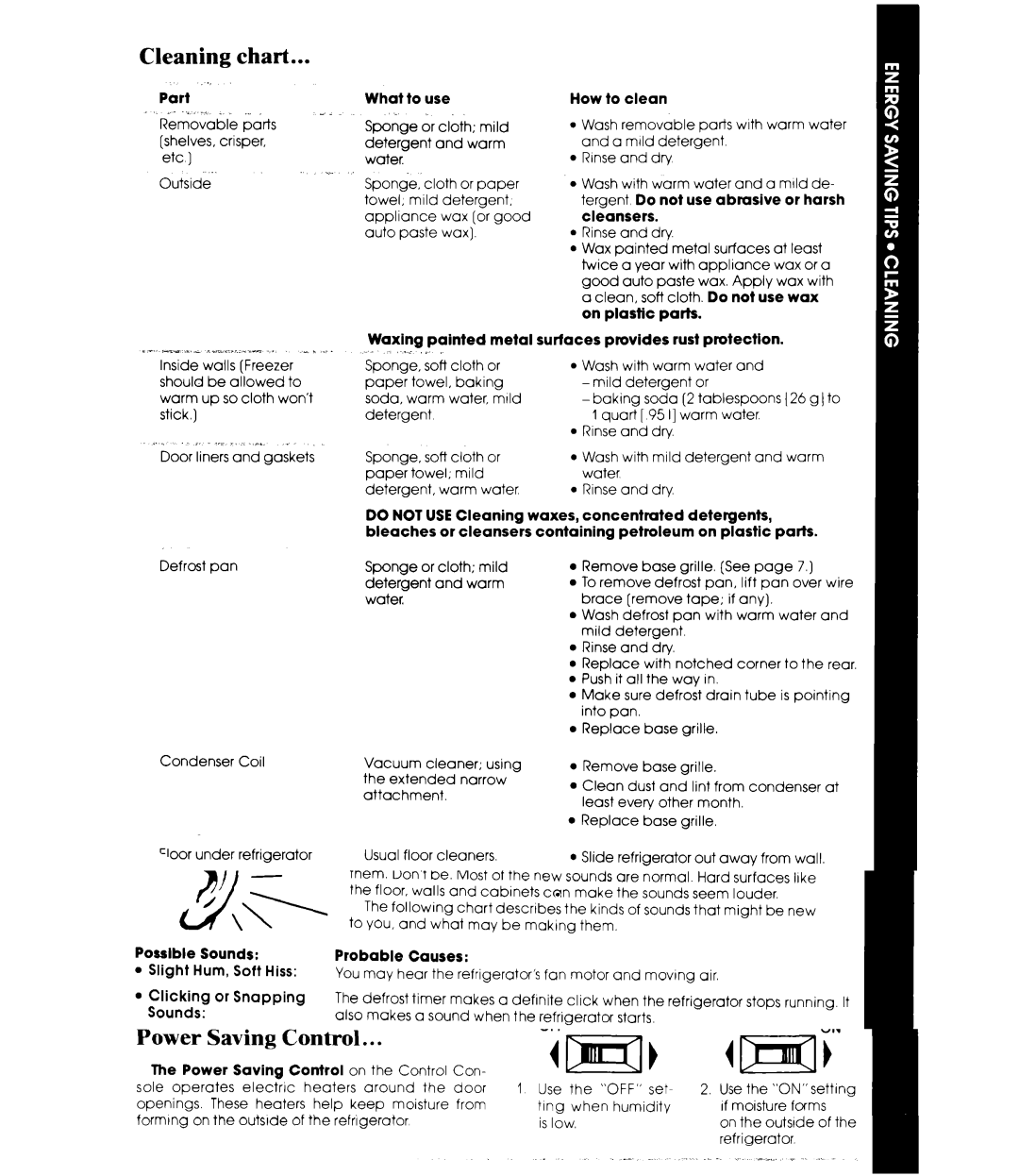 Whirlpool EDISSC Cleaning chart, Part What to use, Waxing painted metal, Cleansers, Surfaces provides rust protection 