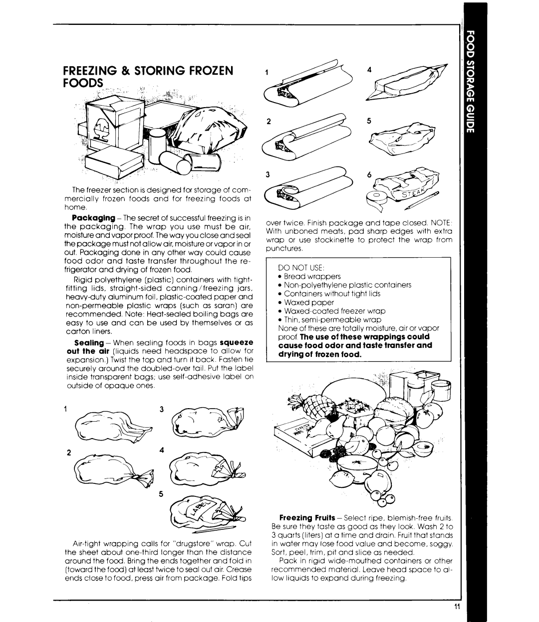 Whirlpool EDISSC manual Freezing & Storing Frozen 