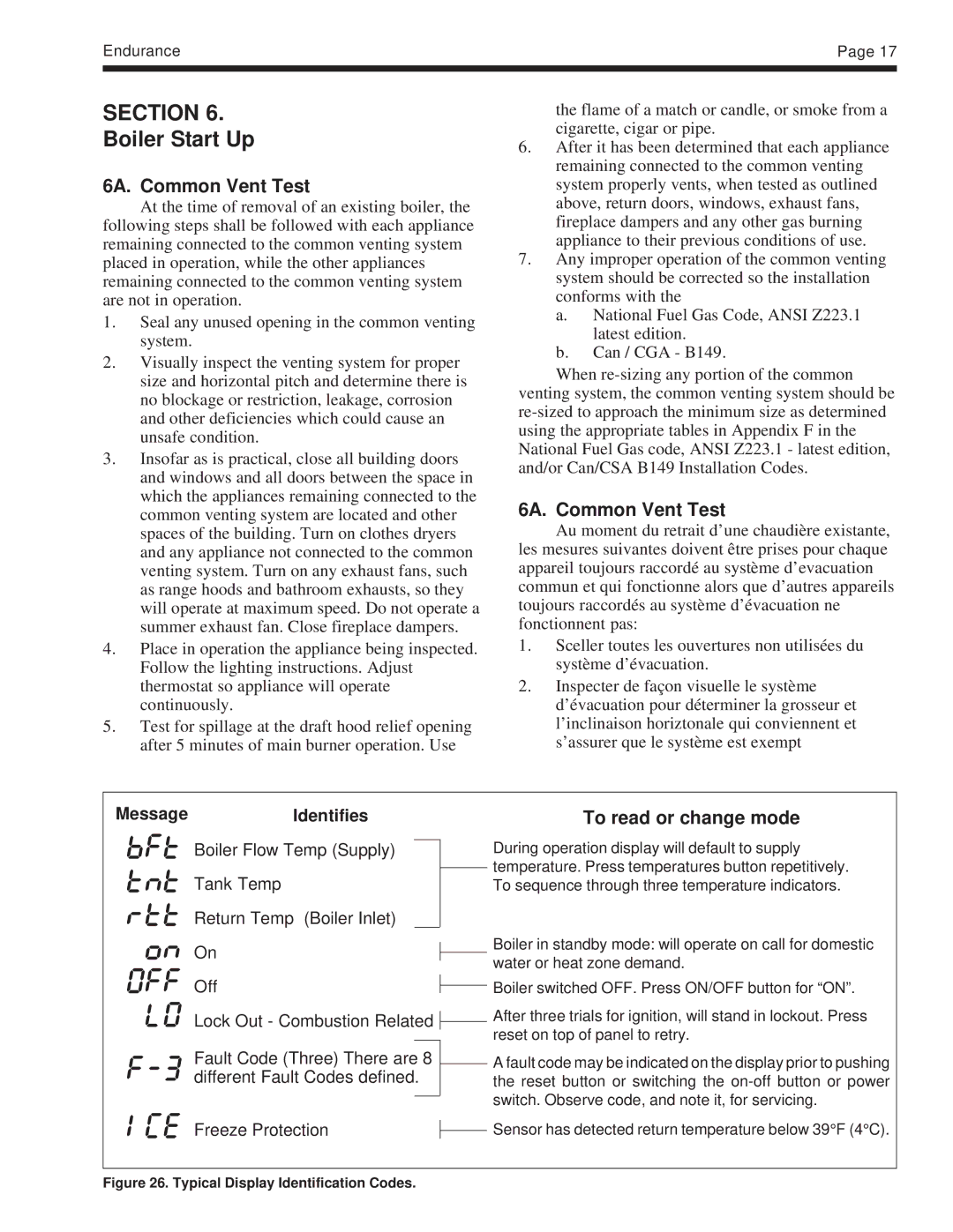 Whirlpool EDP/EDN warranty Boiler Start Up, 6A. Common Vent Test, To read or change mode 